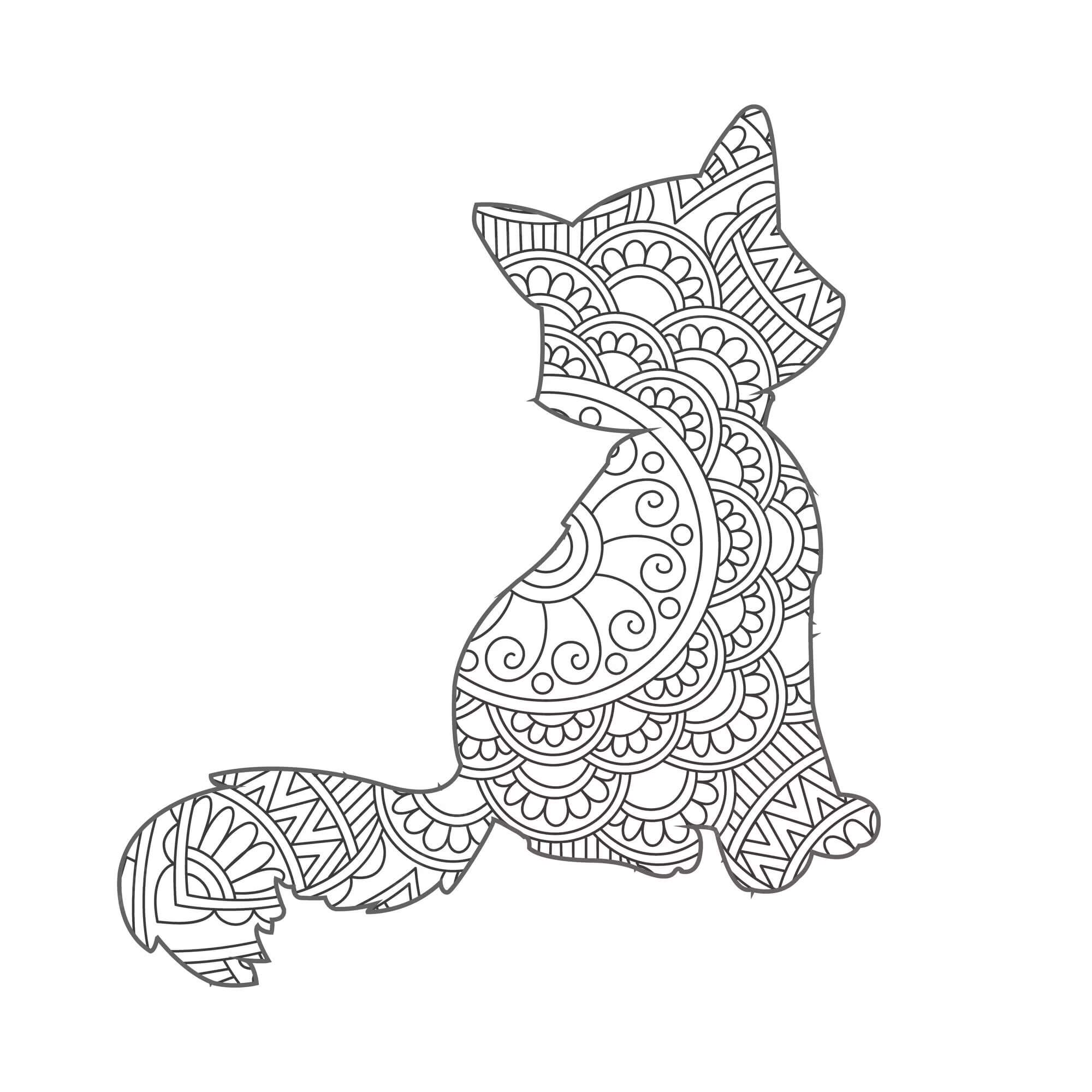 Mandala Cat Coloring Page – Sheet 18 - Download, Print Now!