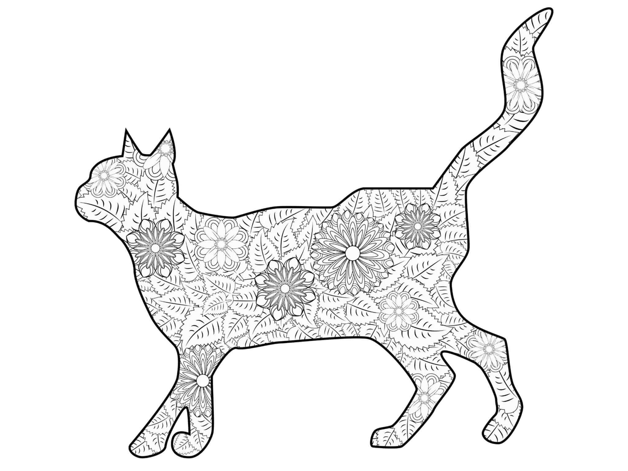 Mandala Cat Coloring Page – Sheet 2 - Download, Print Now!