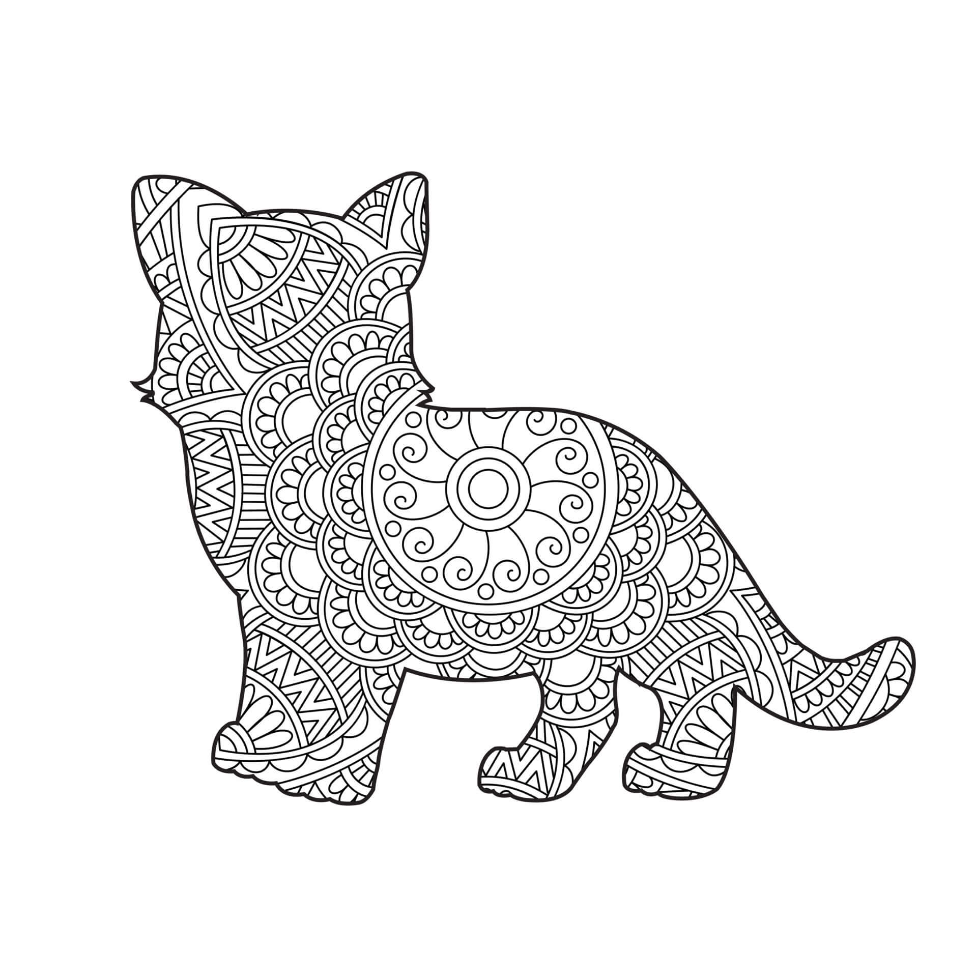Mandala Cat Coloring Page – Sheet 10 Mandala