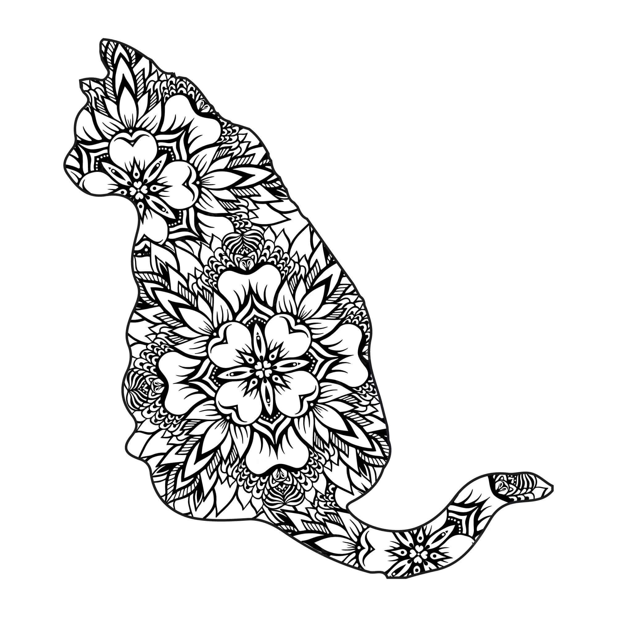 Mandala Cat Coloring Page – Sheet 11 Mandalas