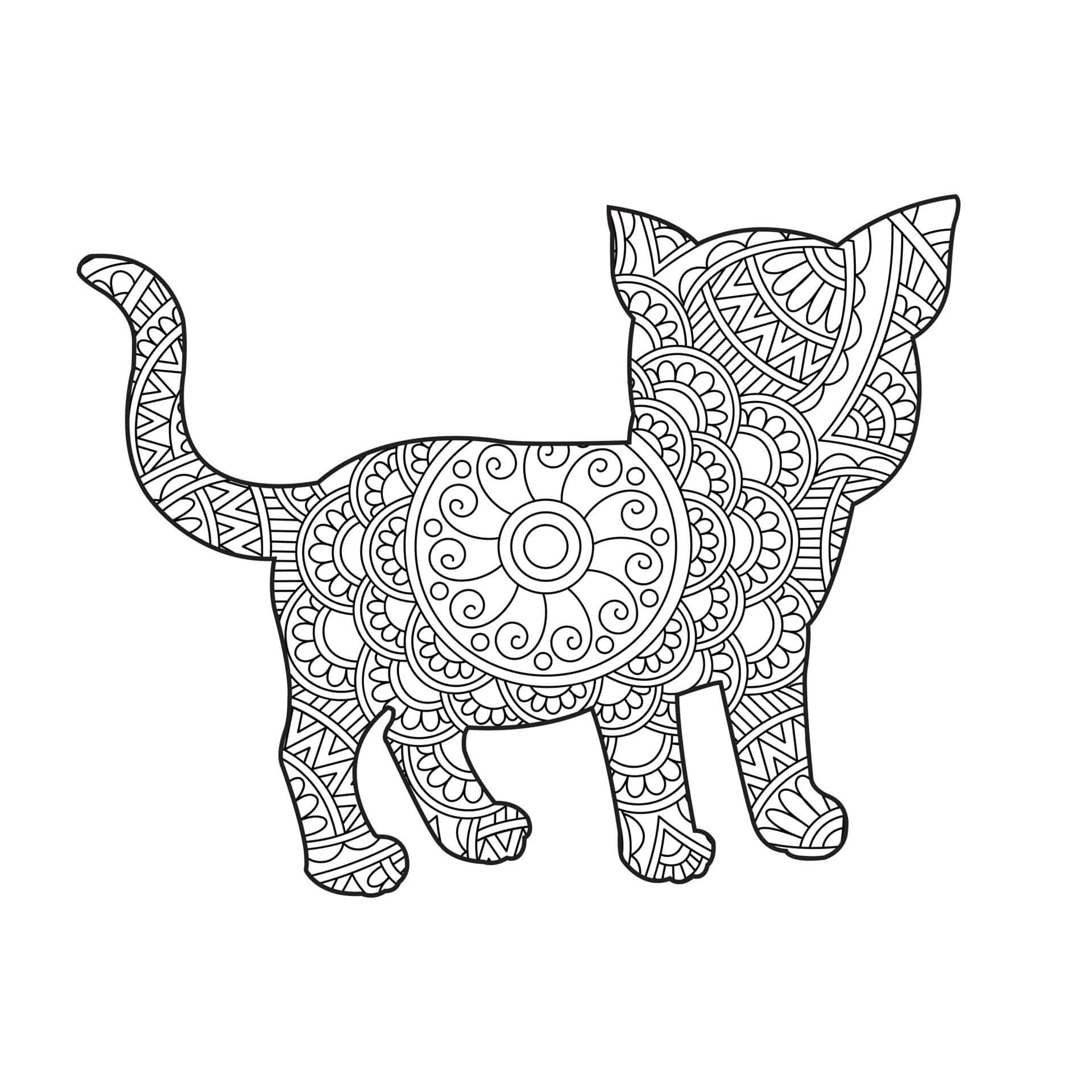 Mandala Cat Coloring Page – Sheet 12 Mandalas