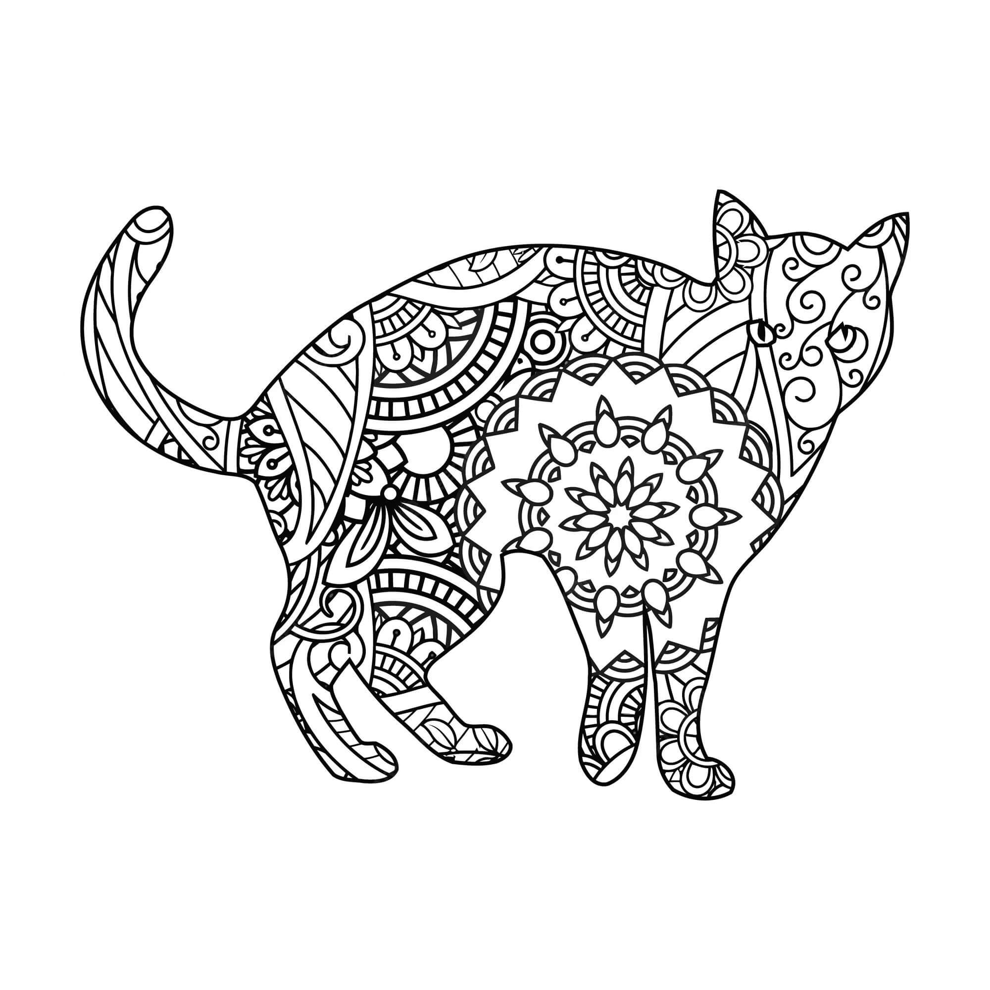 Mandala Cat Coloring Page – Sheet 13 Mandala
