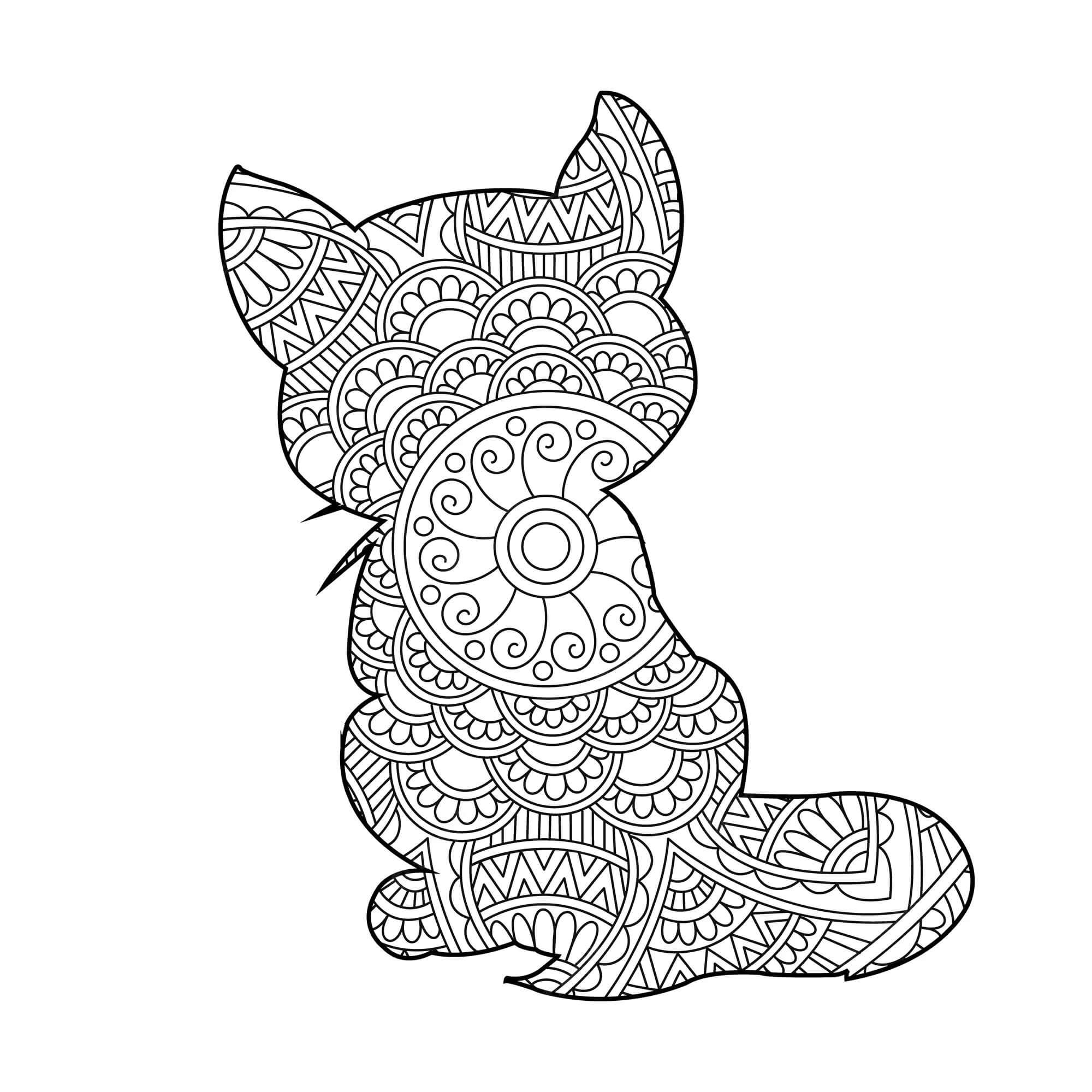 Mandala Cat Coloring Page – Sheet 15 Mandala