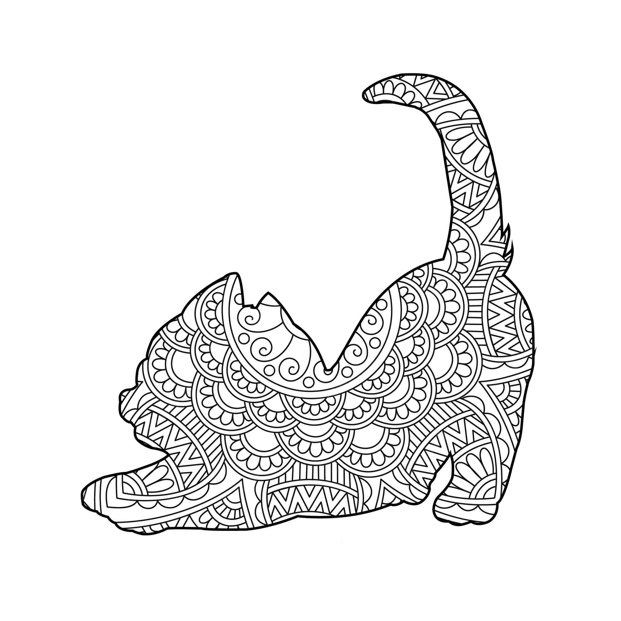Mandala Cat Coloring Page – Sheet 16 Mandala