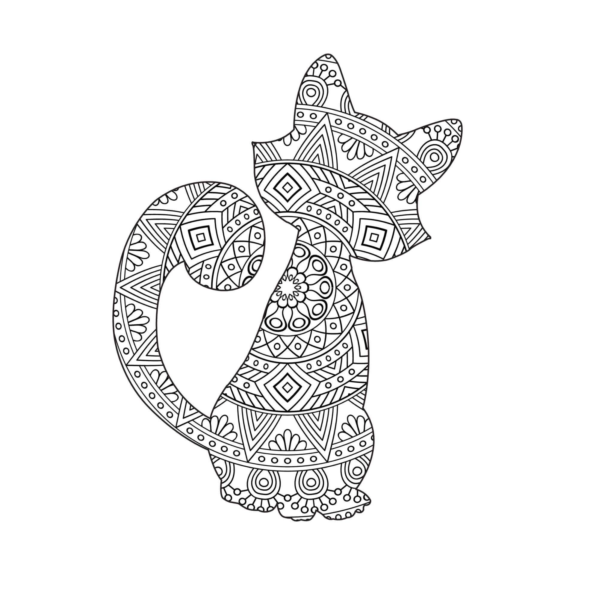 Mandala Cat Coloring Page – Sheet 19 Mandala
