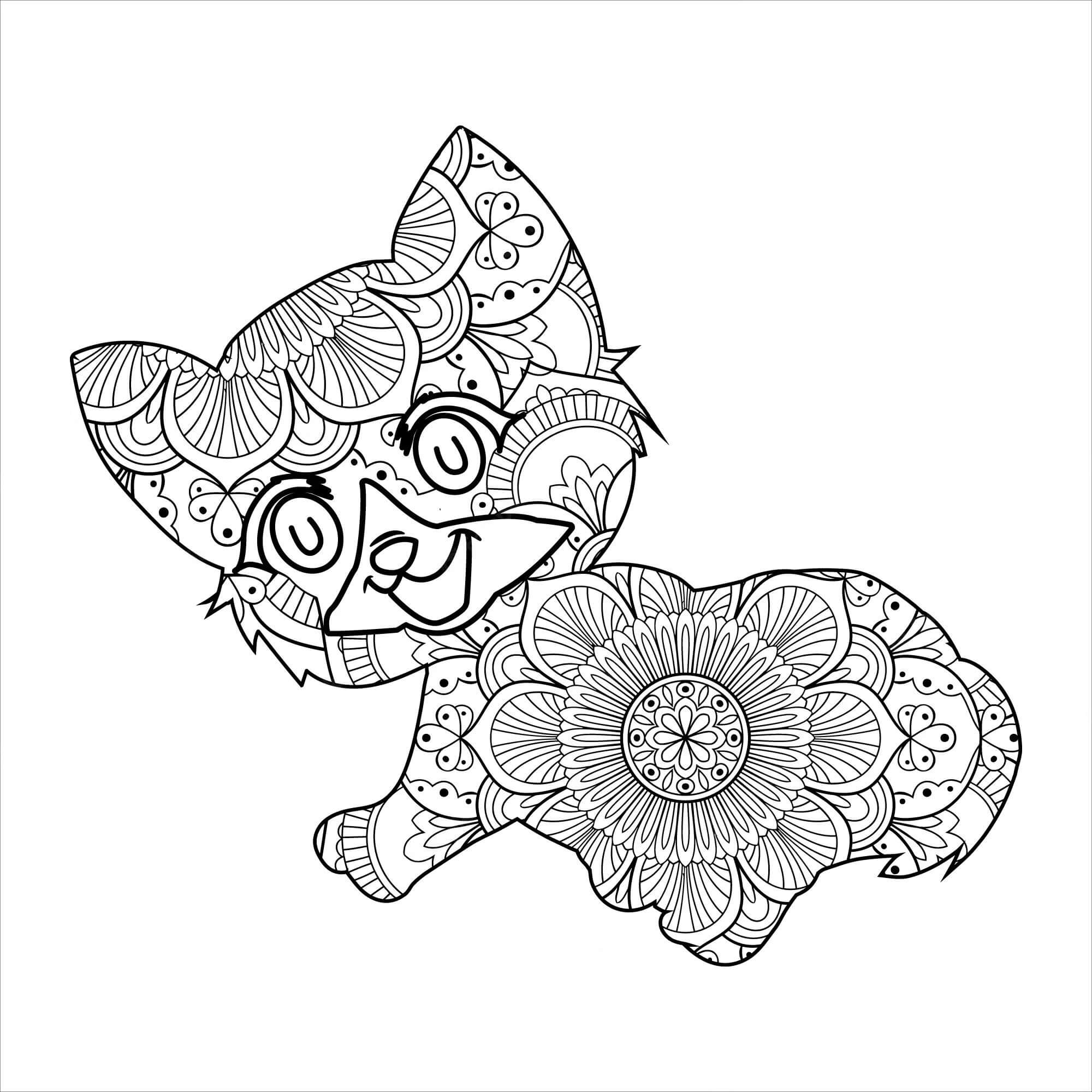 Mandala Cat Coloring Page – Sheet 20 Mandala