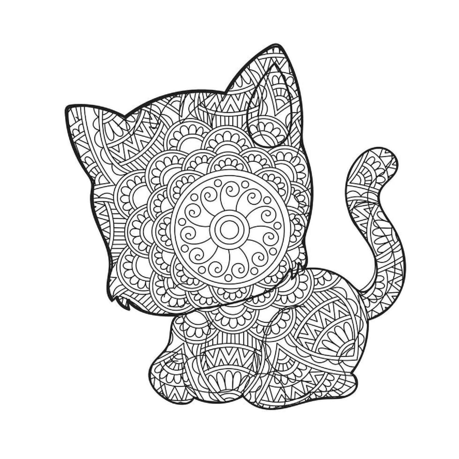 Mandala Cat Coloring Page – Sheet 22 Mandala