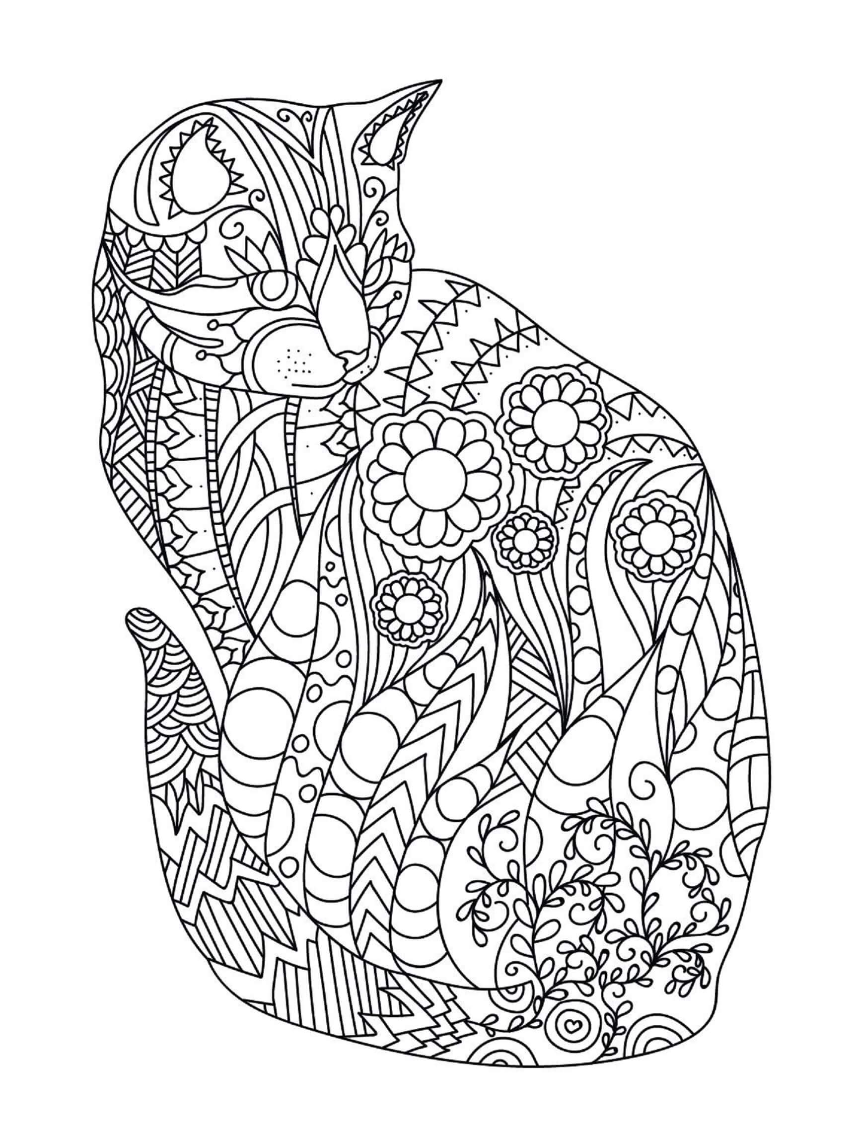 Mandala Cat Coloring Page – Sheet 4 Mandala