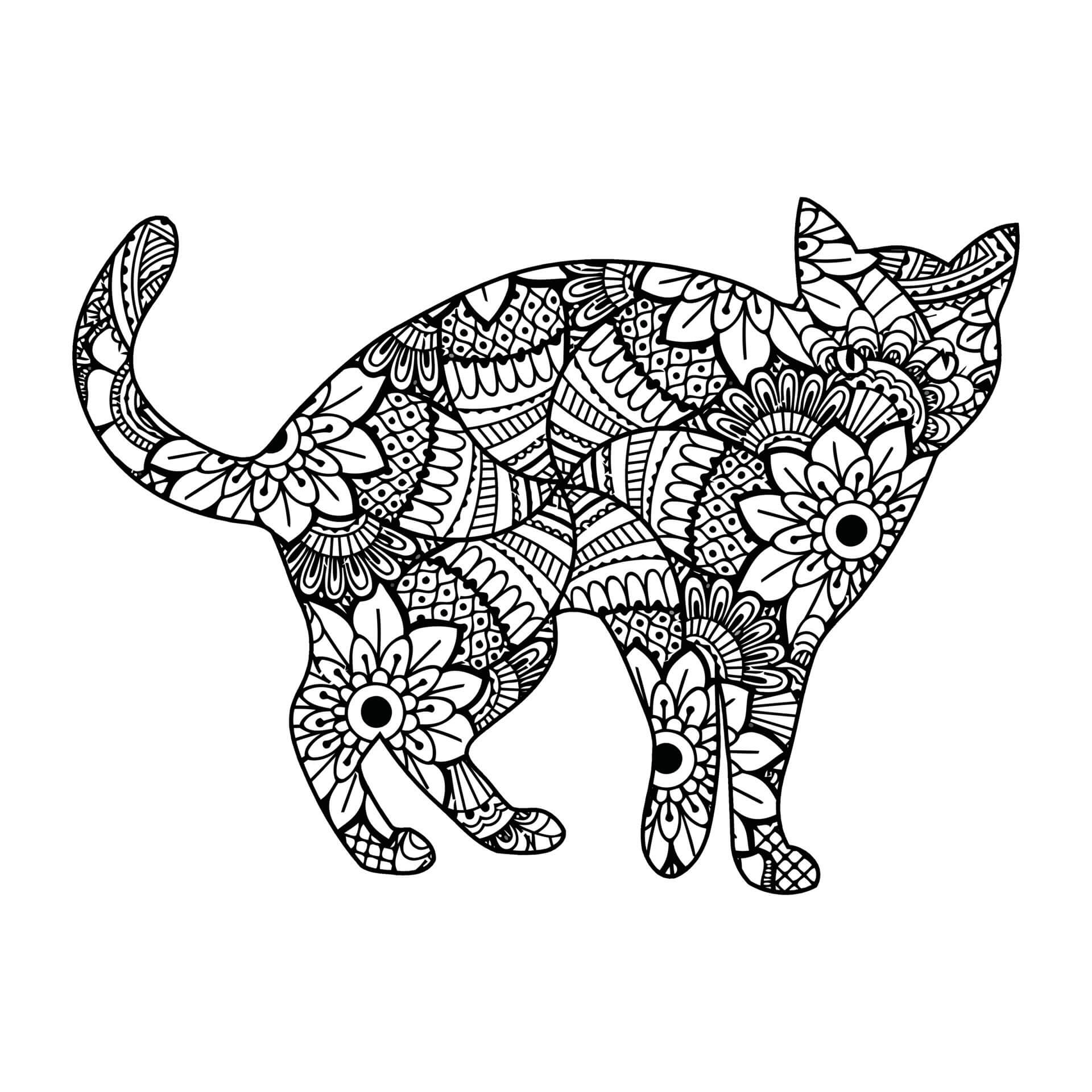 Mandala Cat Coloring Page – Sheet 6 Mandala