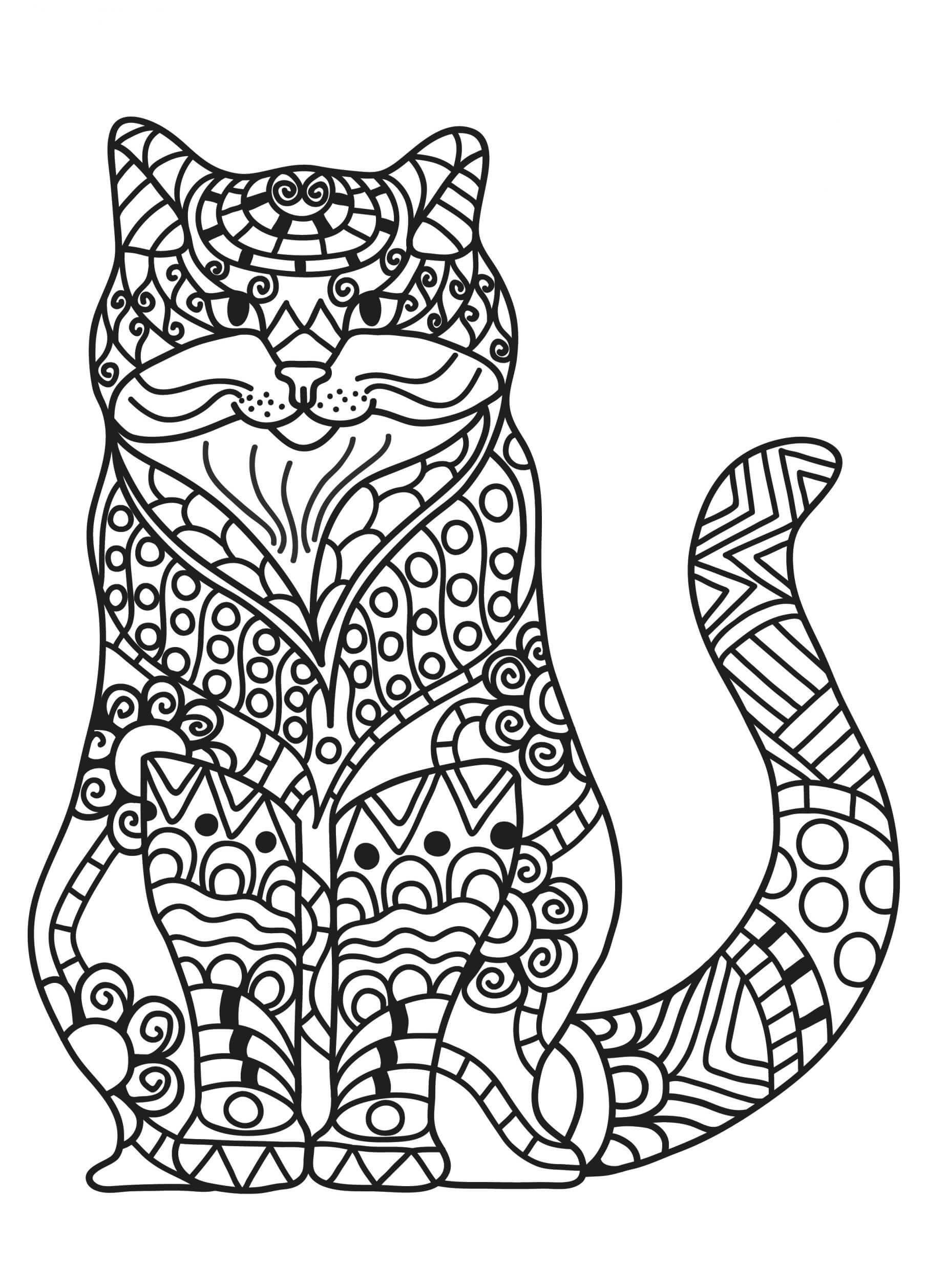 Mandala Cat Coloring Page – Sheet 7 Mandala