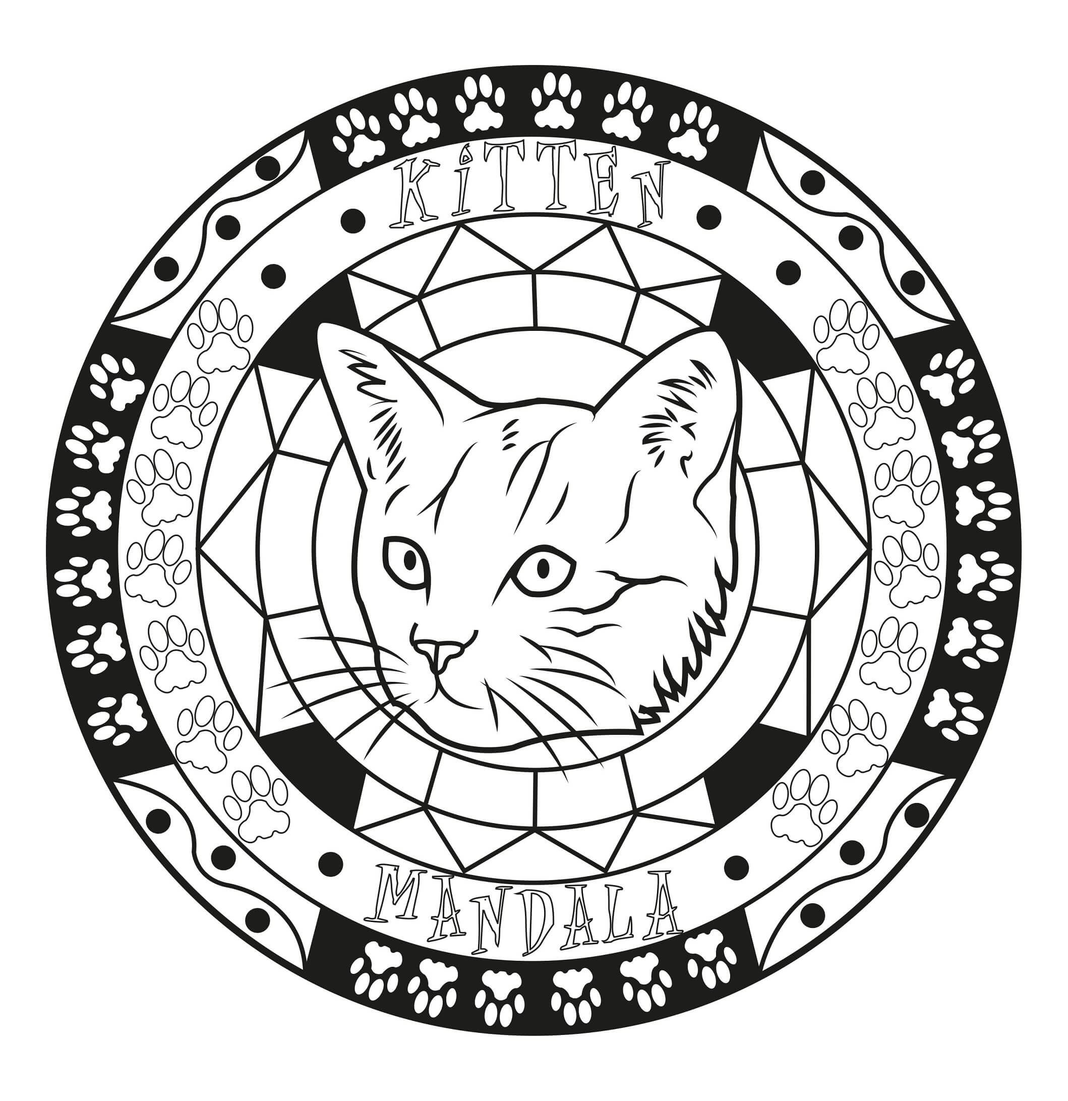 Mandala Cat Head Coloring Page Mandala
