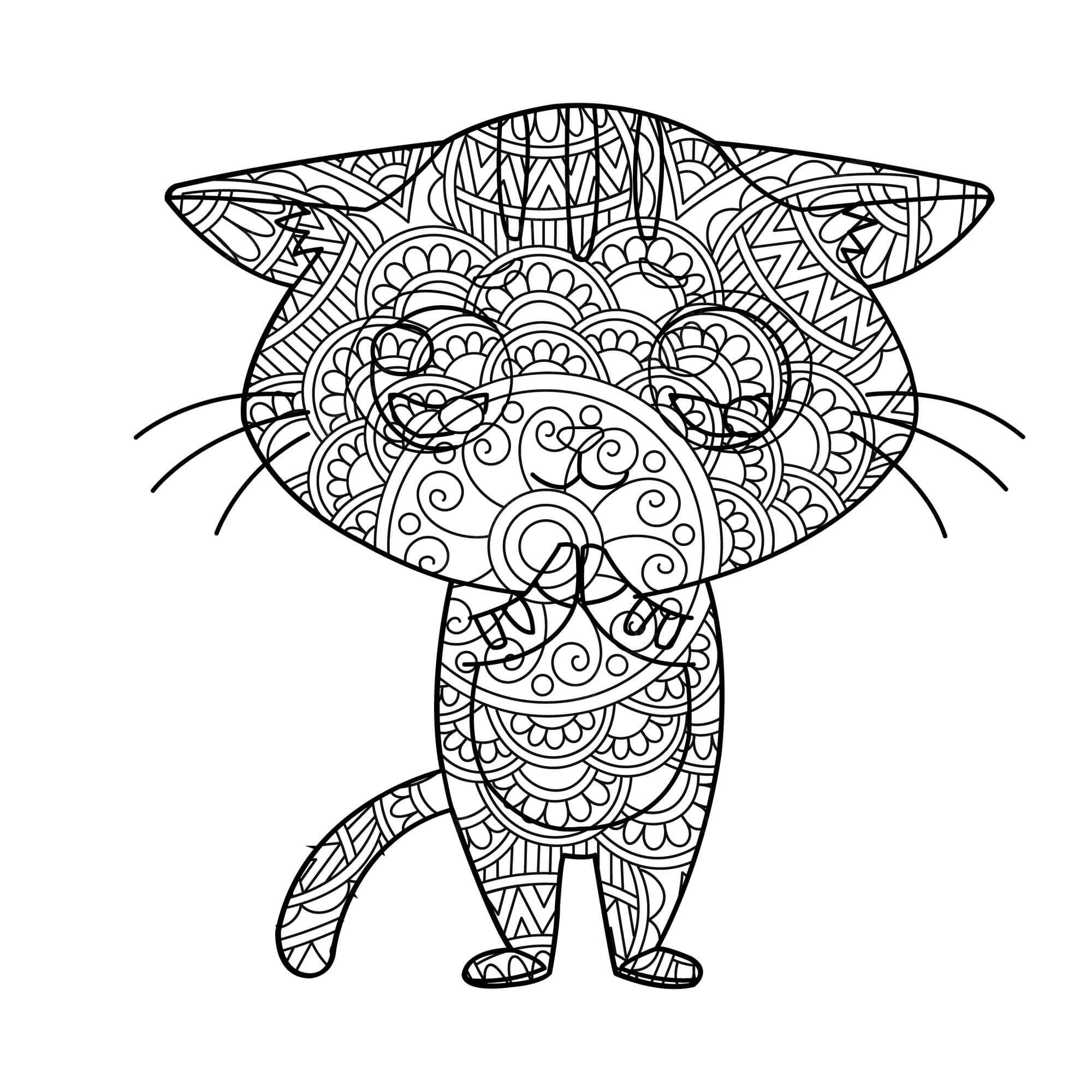 Mandala Cat Standing Coloring Page Mandalas
