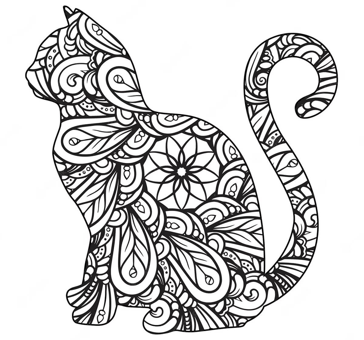 Mandala Cat coloring page – sheet 1 Mandala