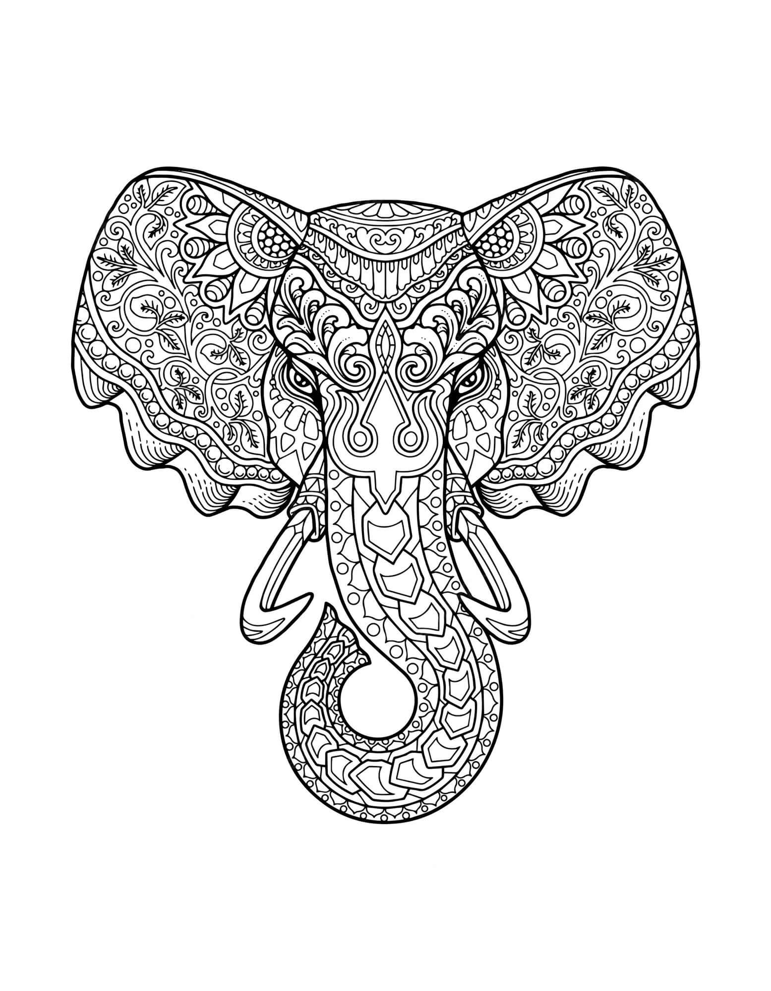 Mandala Cool Elephant Head Coloring Page Mandalas