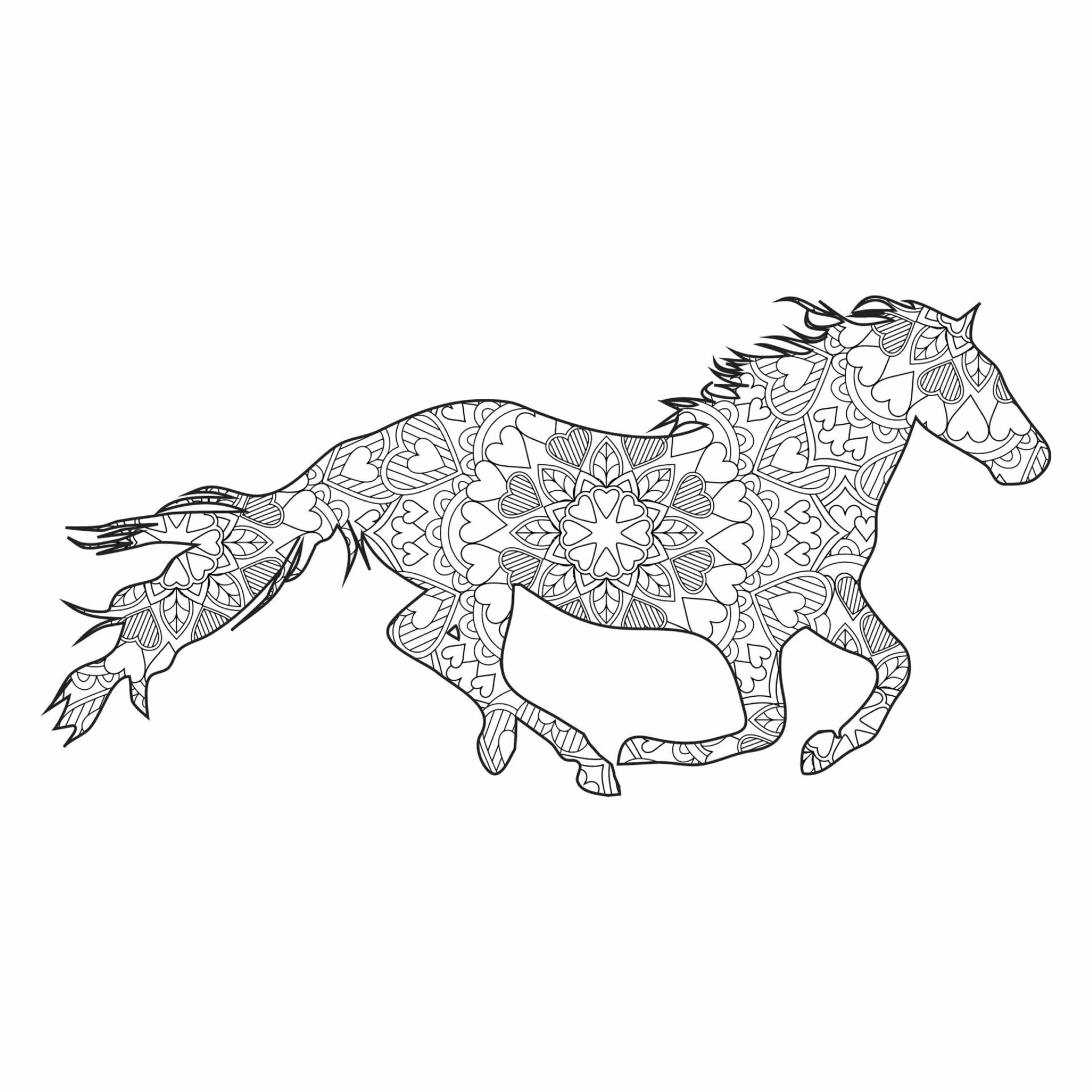 Mandala Cool Horse Running Coloring Pages Mandalas