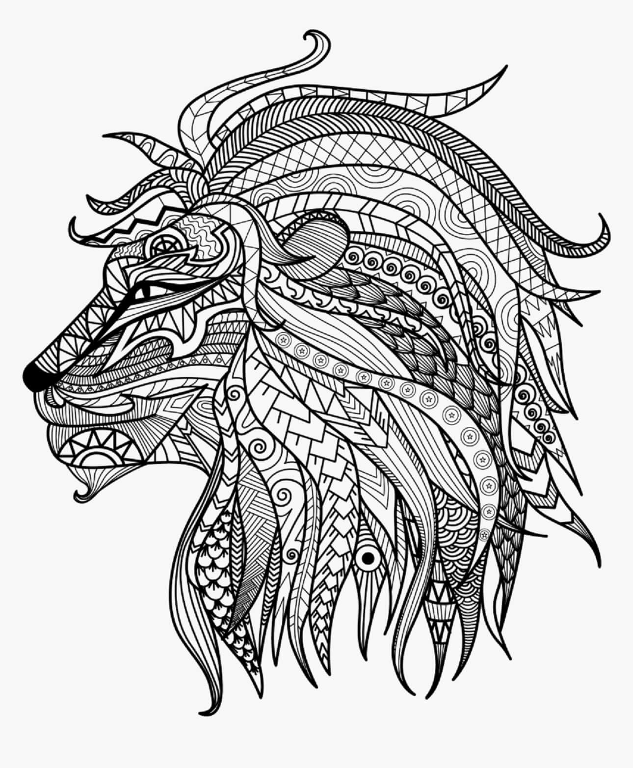 Mandala Cool Lion Face Coloring Page Mandala