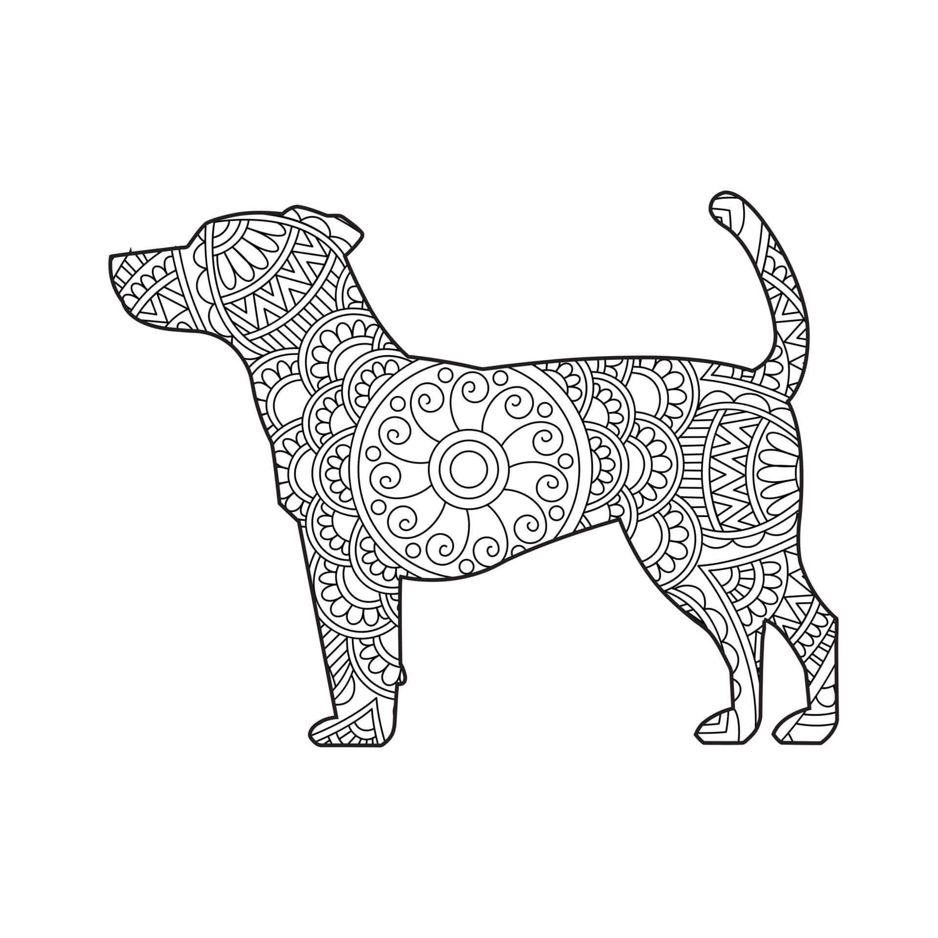 Mandala Dog Coloring Page – Sheet 4 Mandala