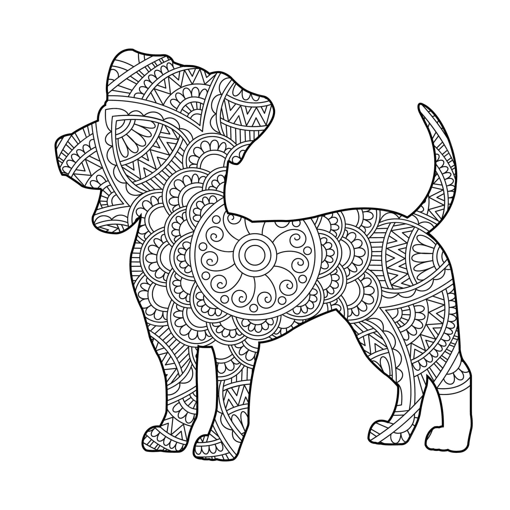 Mandala Dog Coloring Page – Sheet 8 Mandala