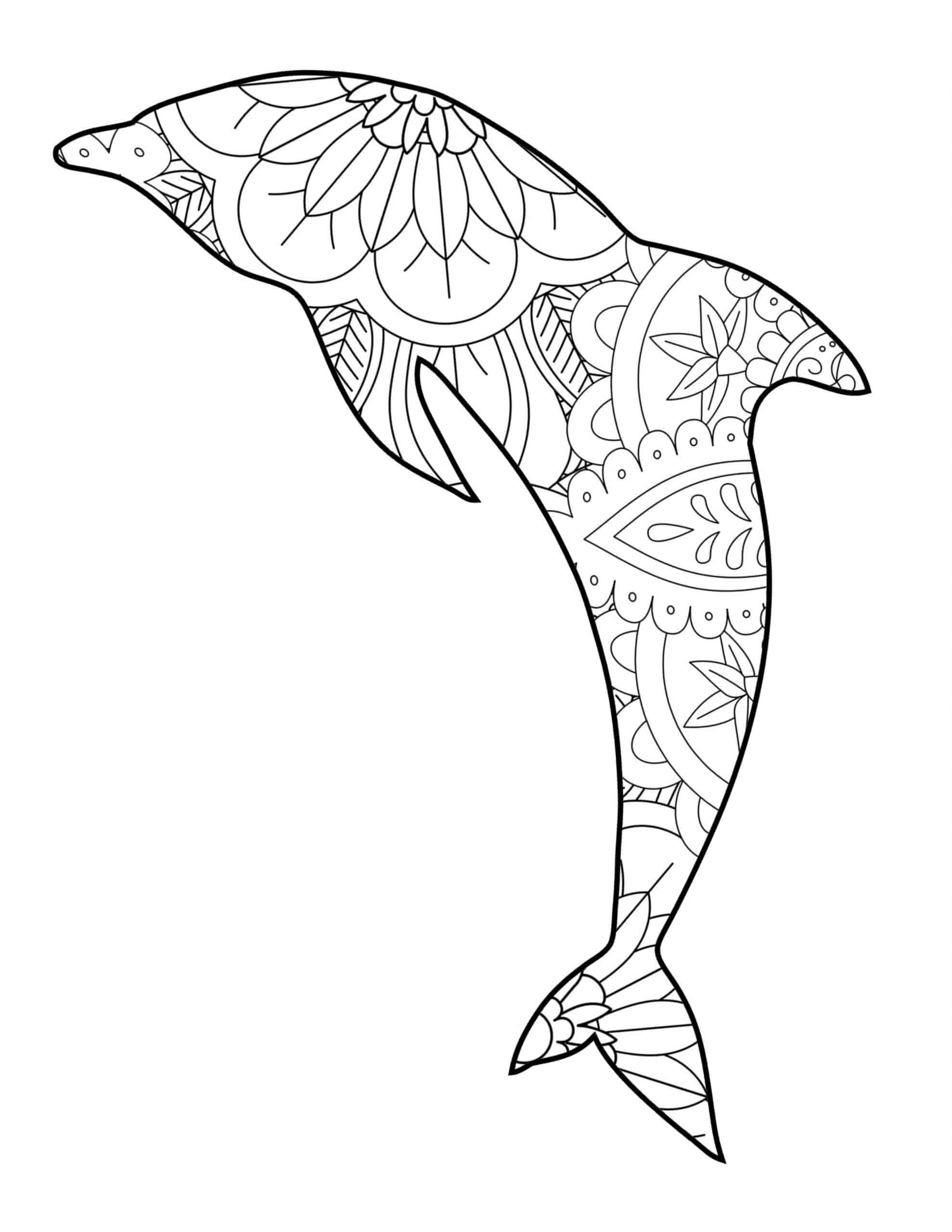 Mandala Dolphin Coloring Page - Sheet 3 Mandalas