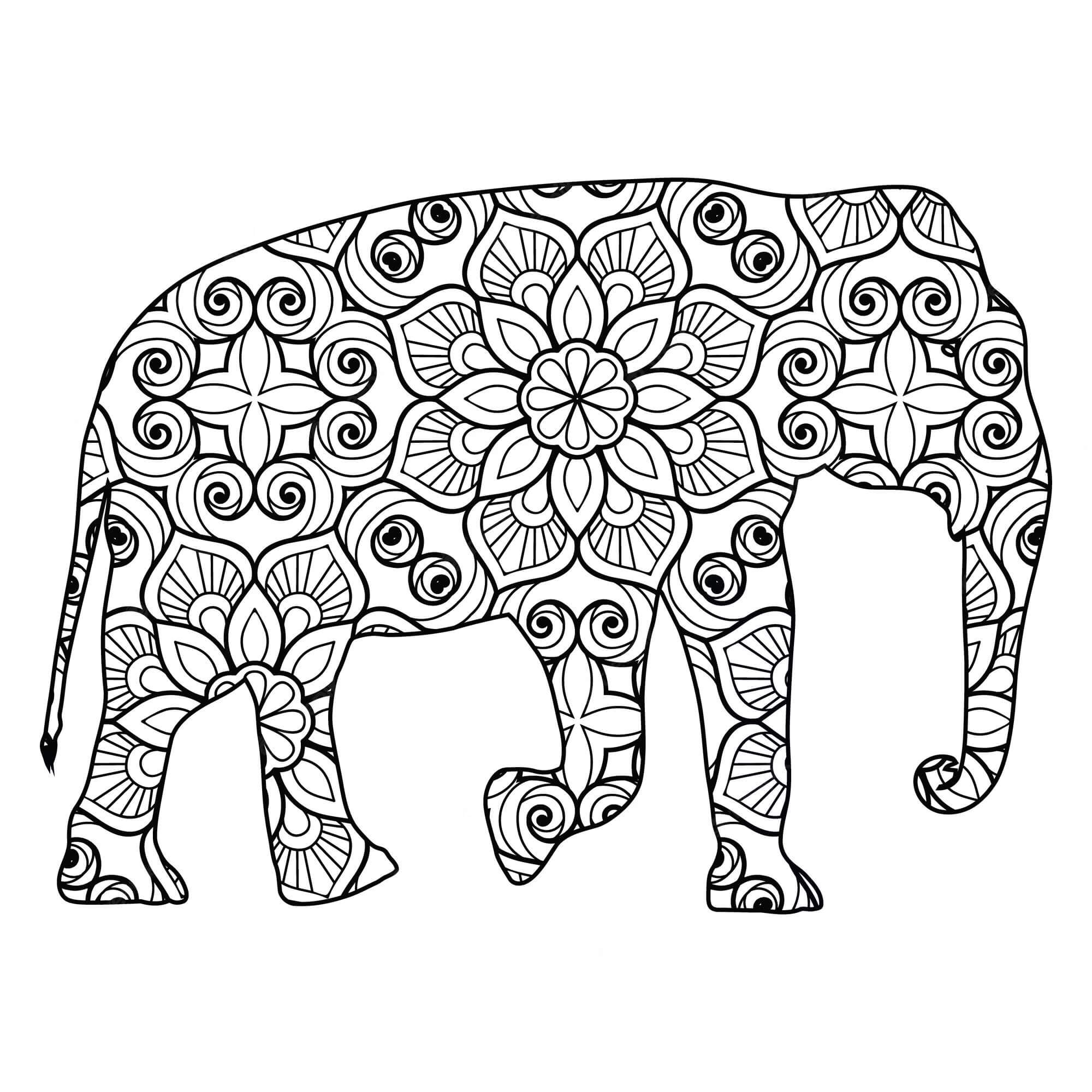 Mandala Elephant Coloring Page - Sheet 1 Mandalas