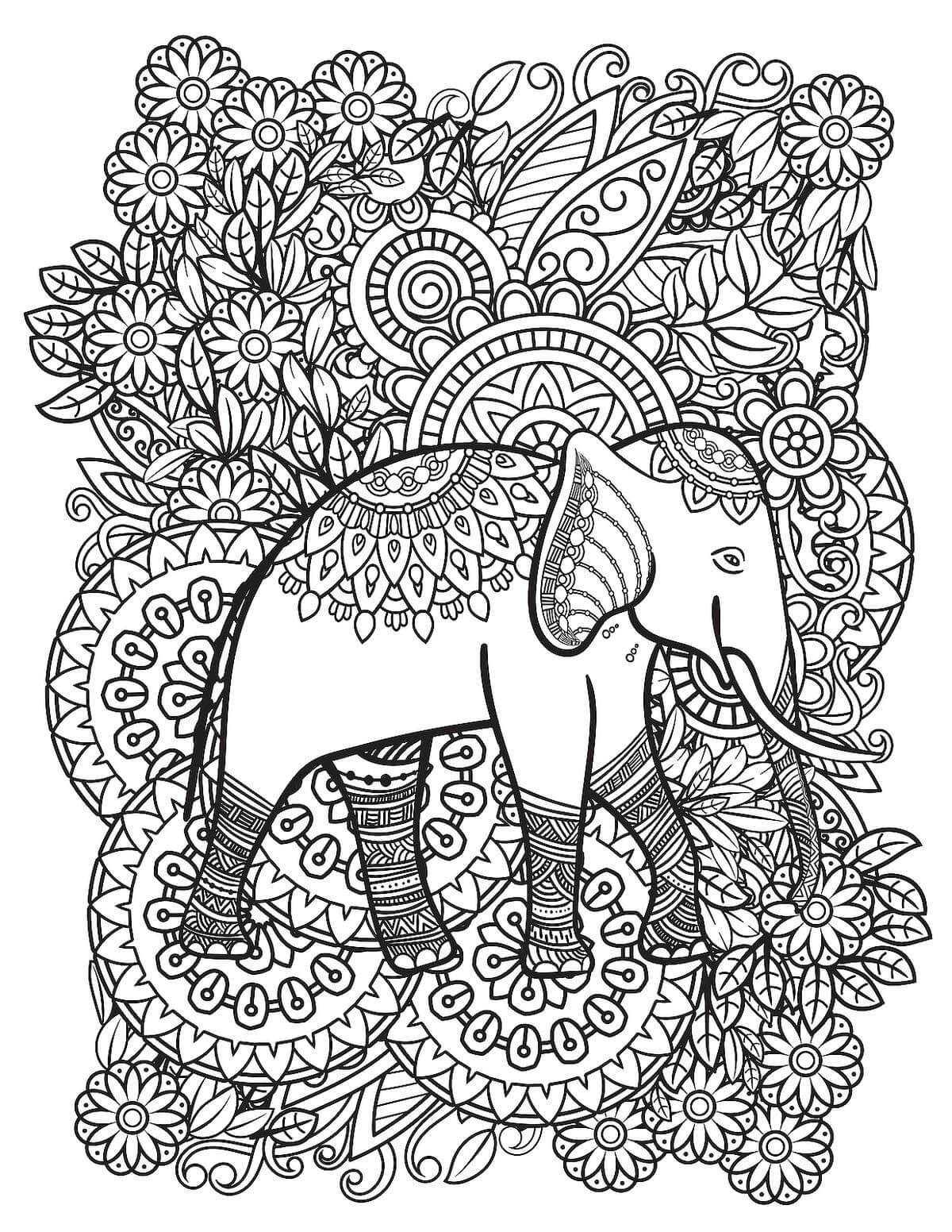 Mandala Elephant Coloring Page - Sheet 10 Mandalas