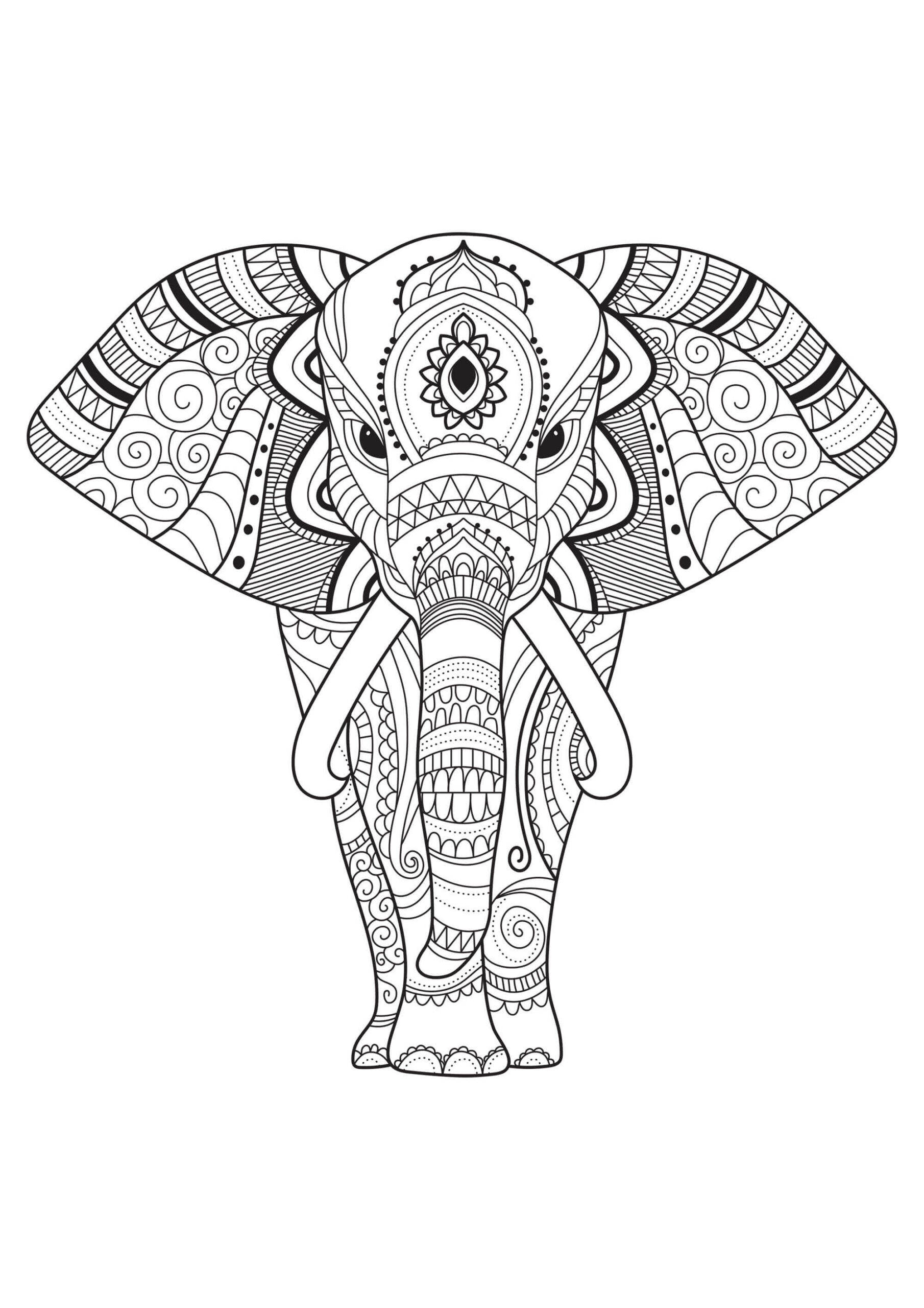 Mandala Elephant Coloring Page - Sheet 2 Mandalas