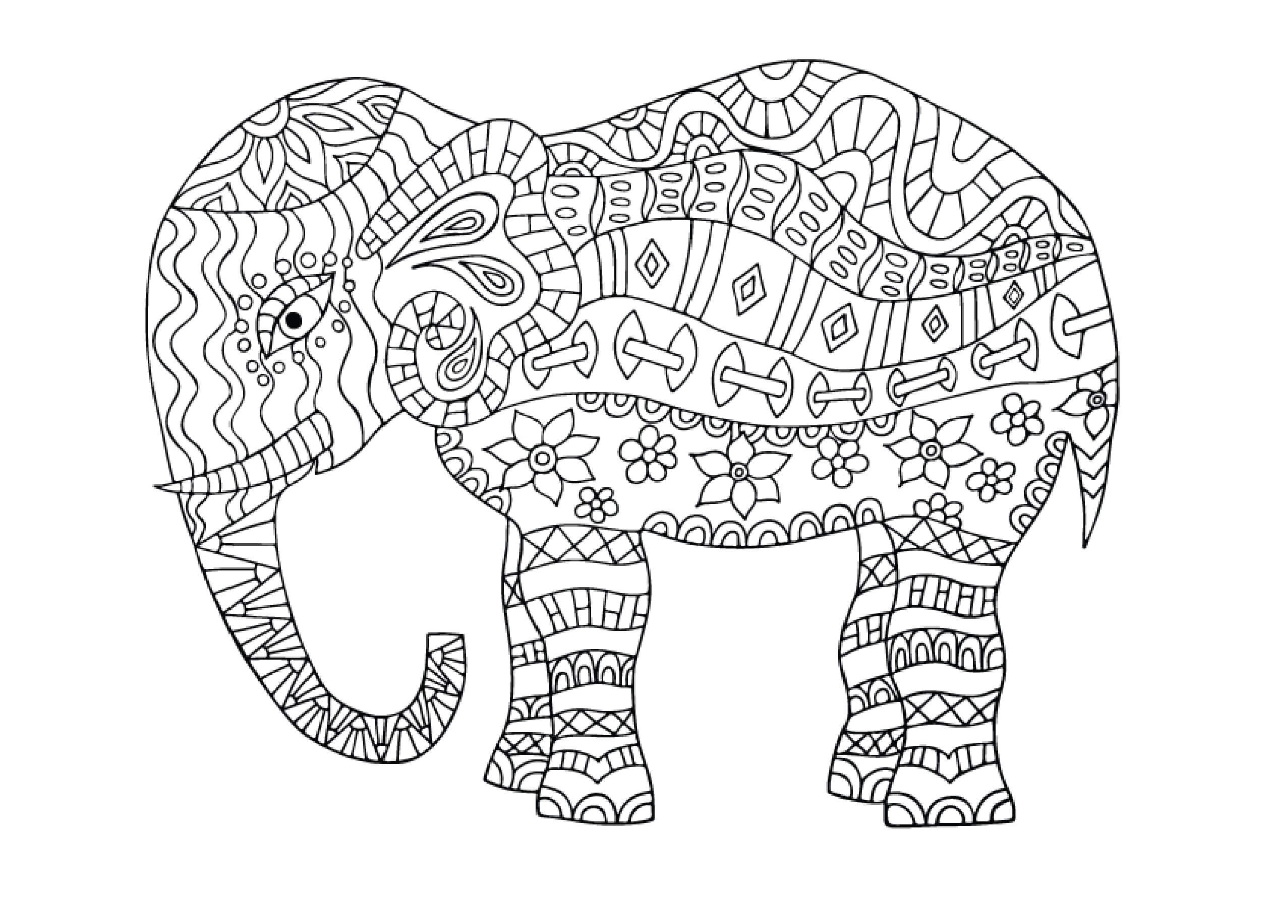 Mandala Elephant Coloring Page - Sheet 4 Mandalas