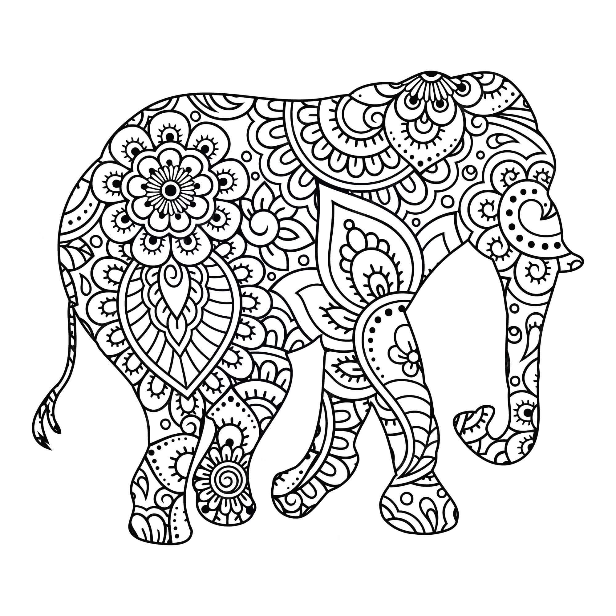 Mandala Elephant Coloring Page - Sheet 5 Mandalas