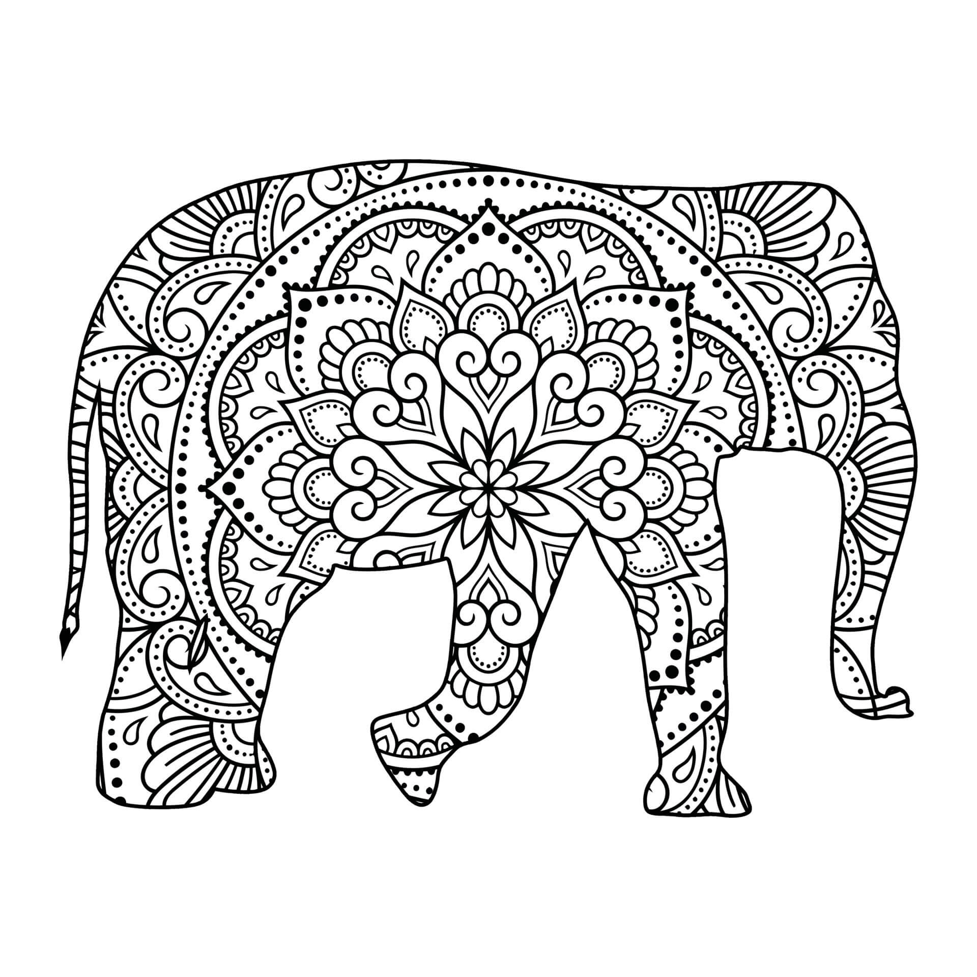 Mandala Elephant Coloring Page - Sheet 6 Mandalas