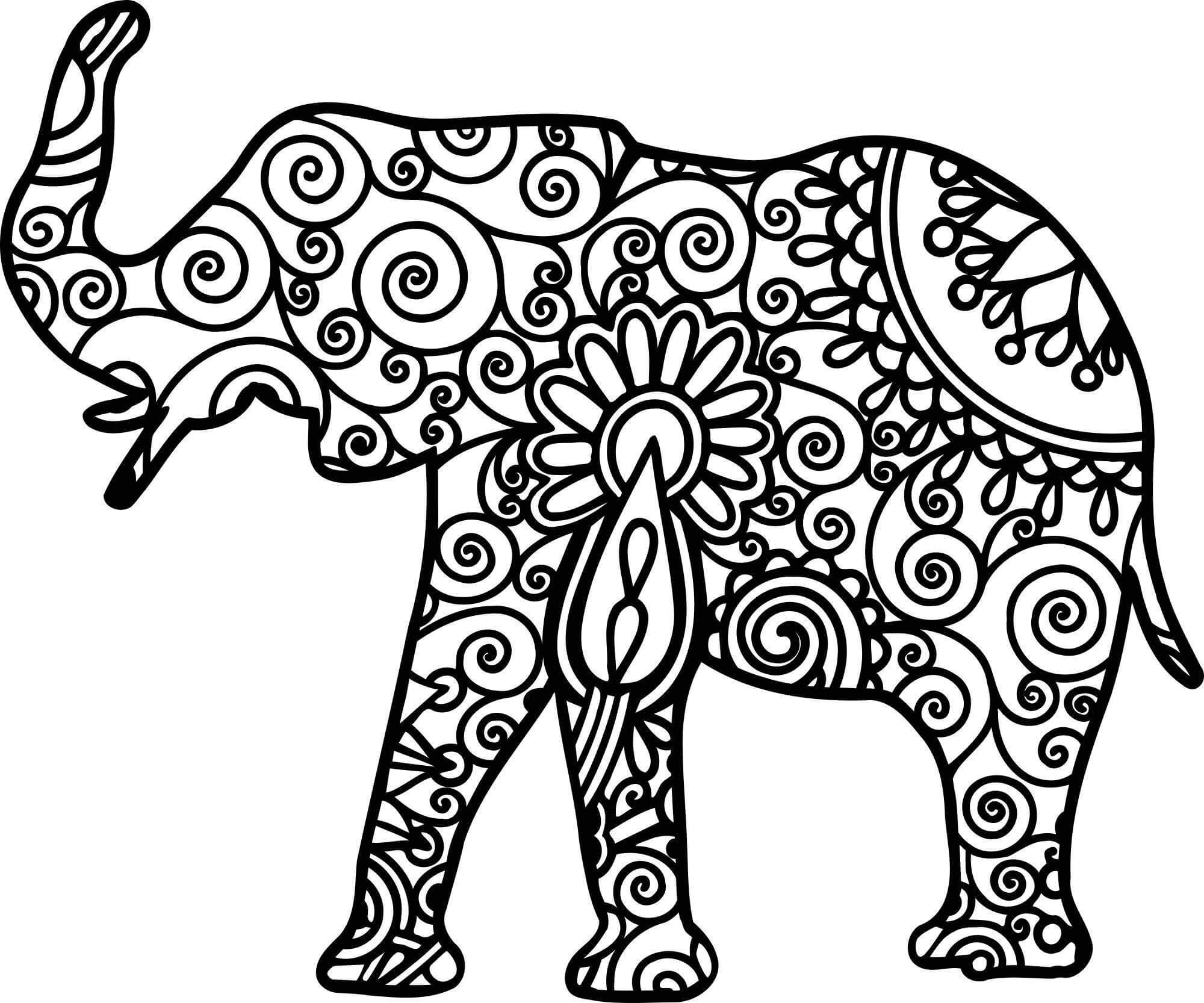 Mandala Elephant Coloring Page - Sheet 8 Mandalas