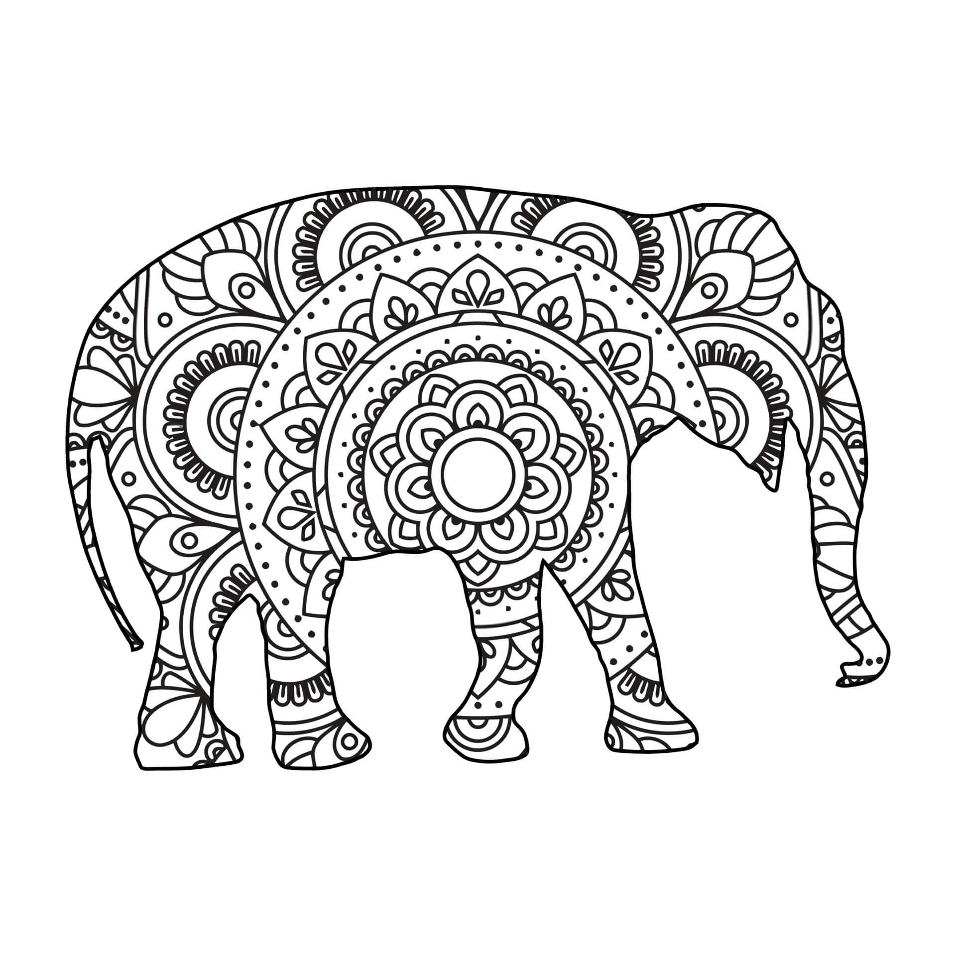 Mandala Elephant Coloring Page - Sheet 9 Mandalas