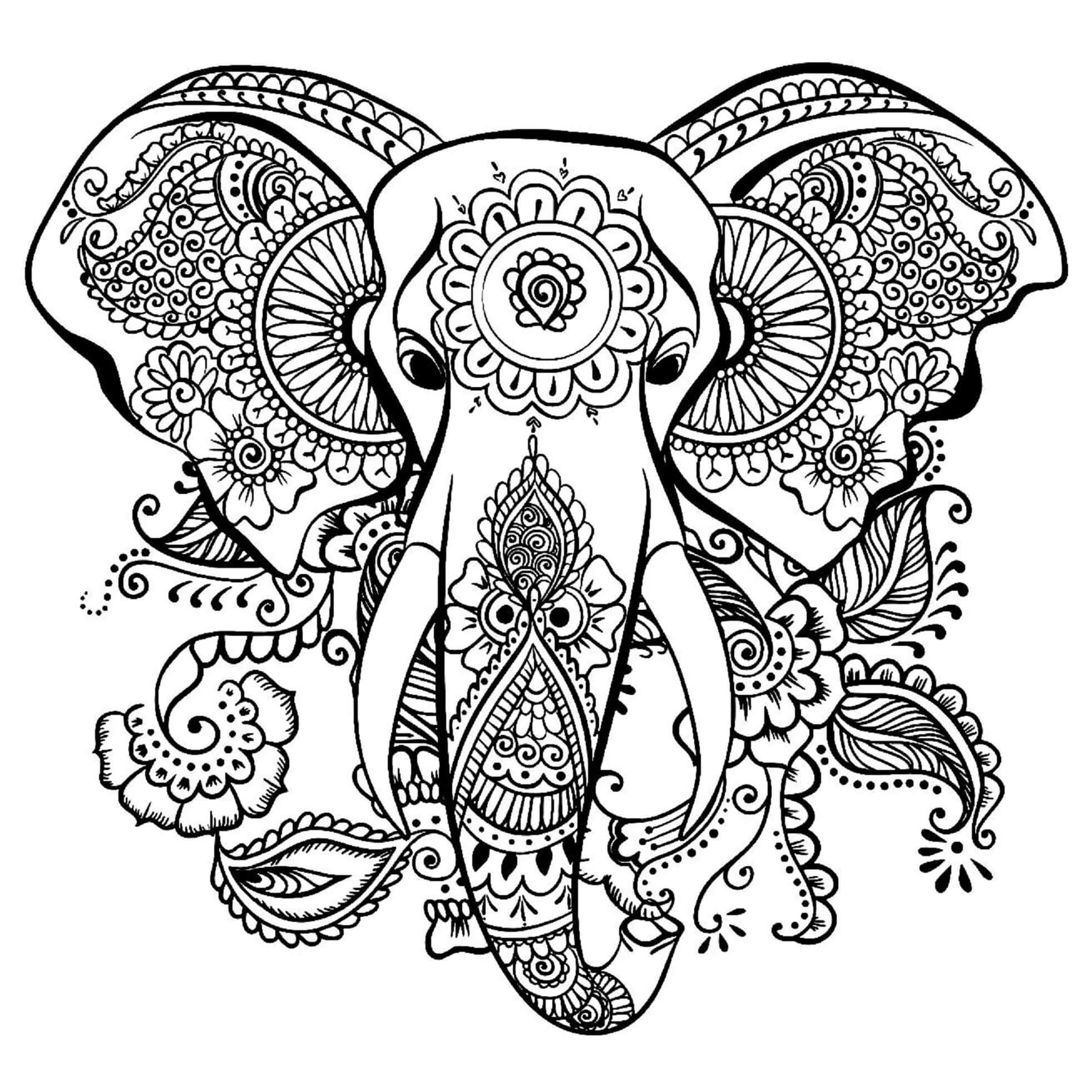 Mandala Elephant Head Coloring Page Mandalas