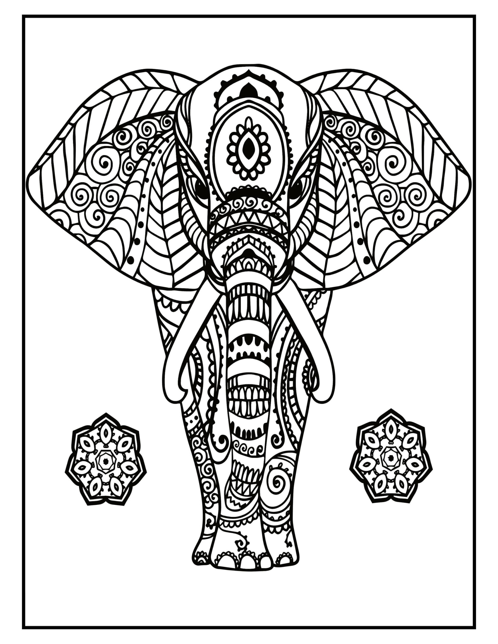 Mandala Elephant Walking Coloring Page Mandalas