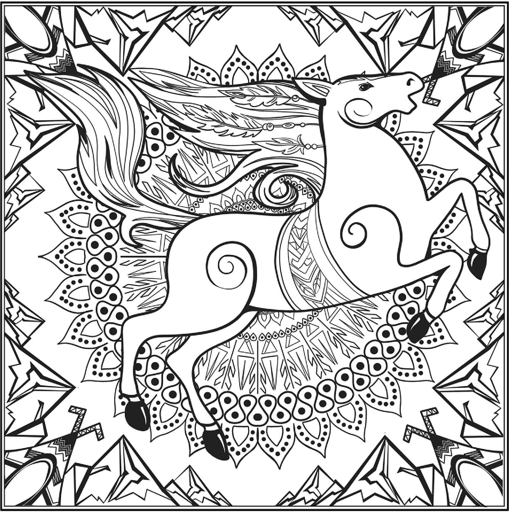 Mandala Fat Horse Coloring Page Mandalas