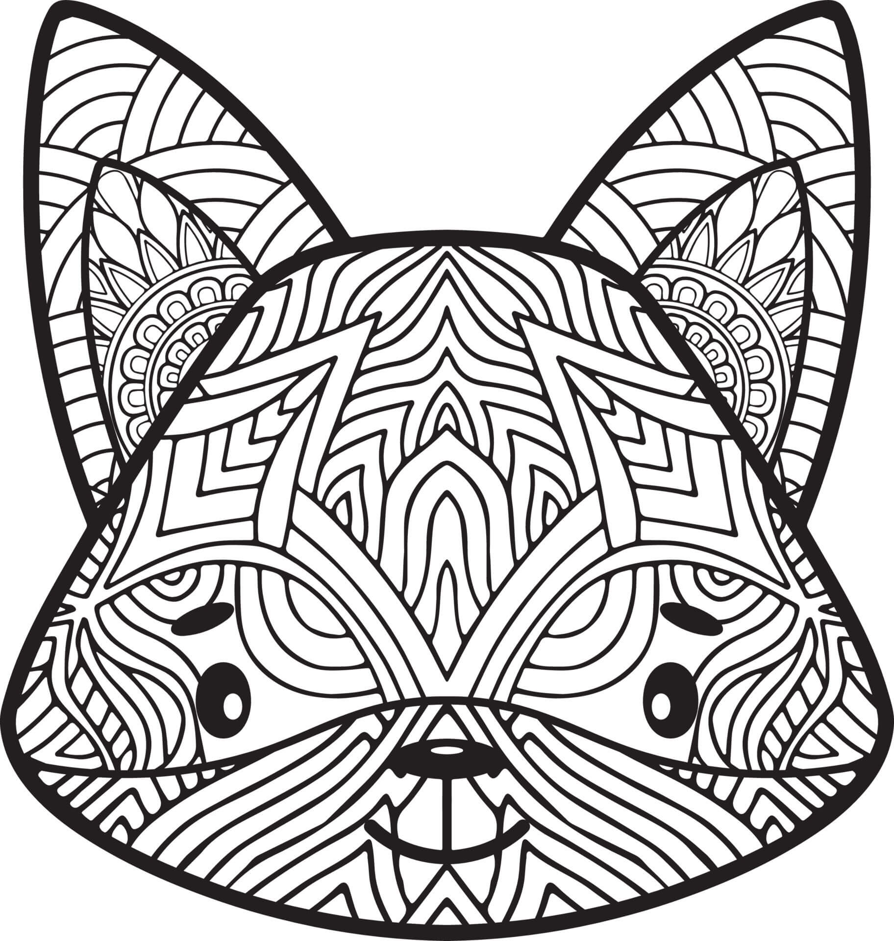 Mandala Fox Face Coloring Page Mandalas
