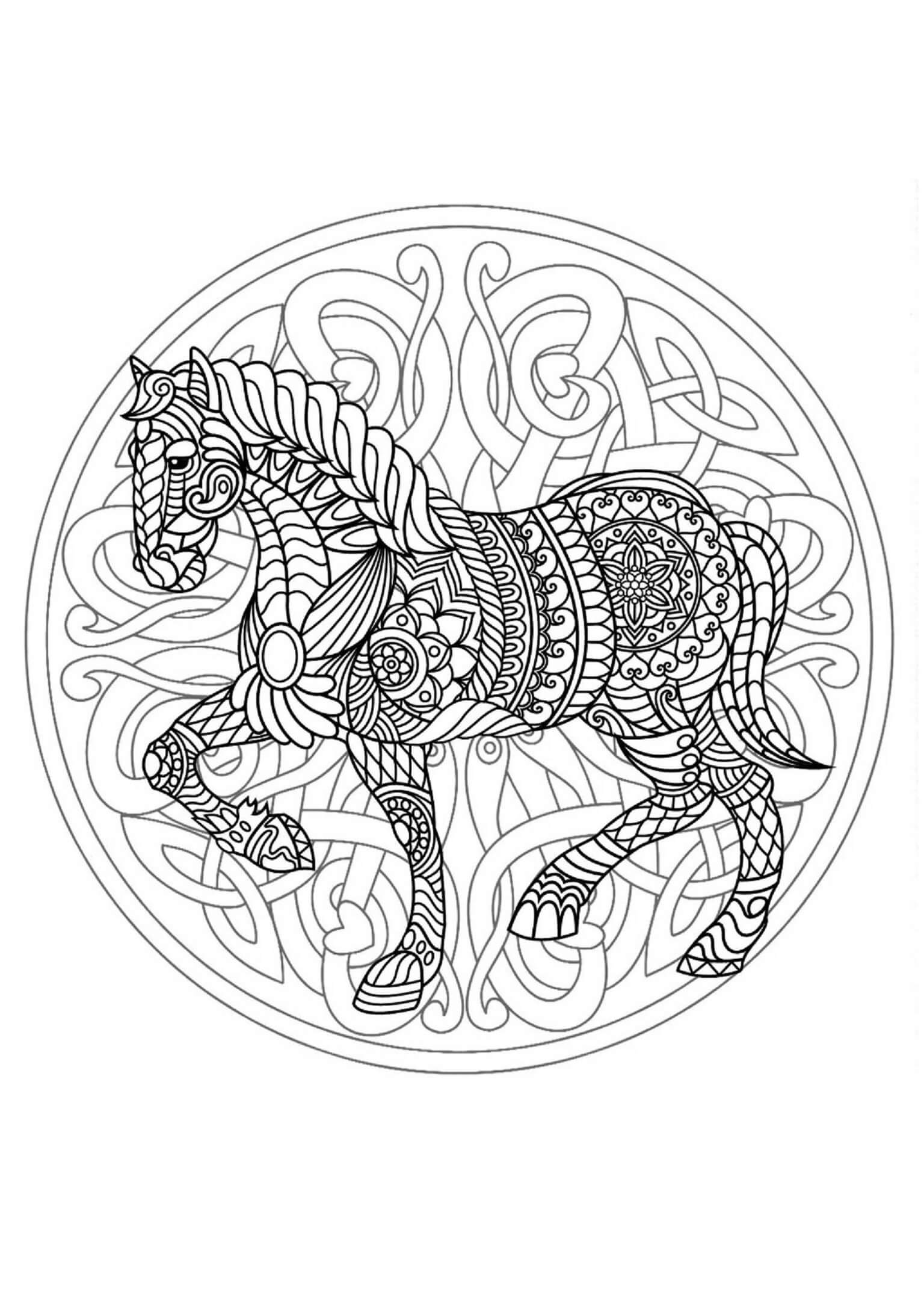 Mandala Horse Coloring Page – Sheet 1 Mandala