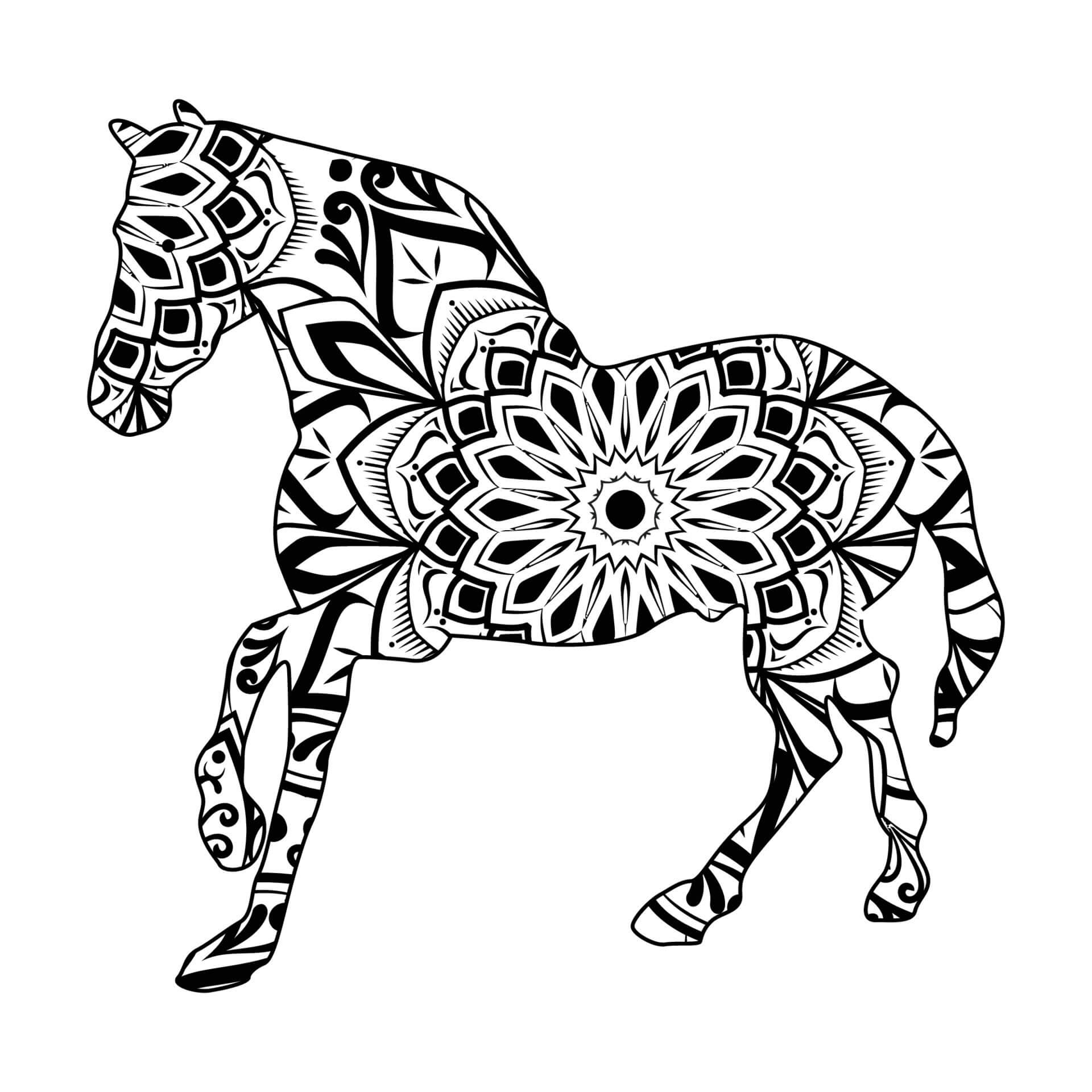 Mandala Horse Coloring Page – Sheet 3 Mandala