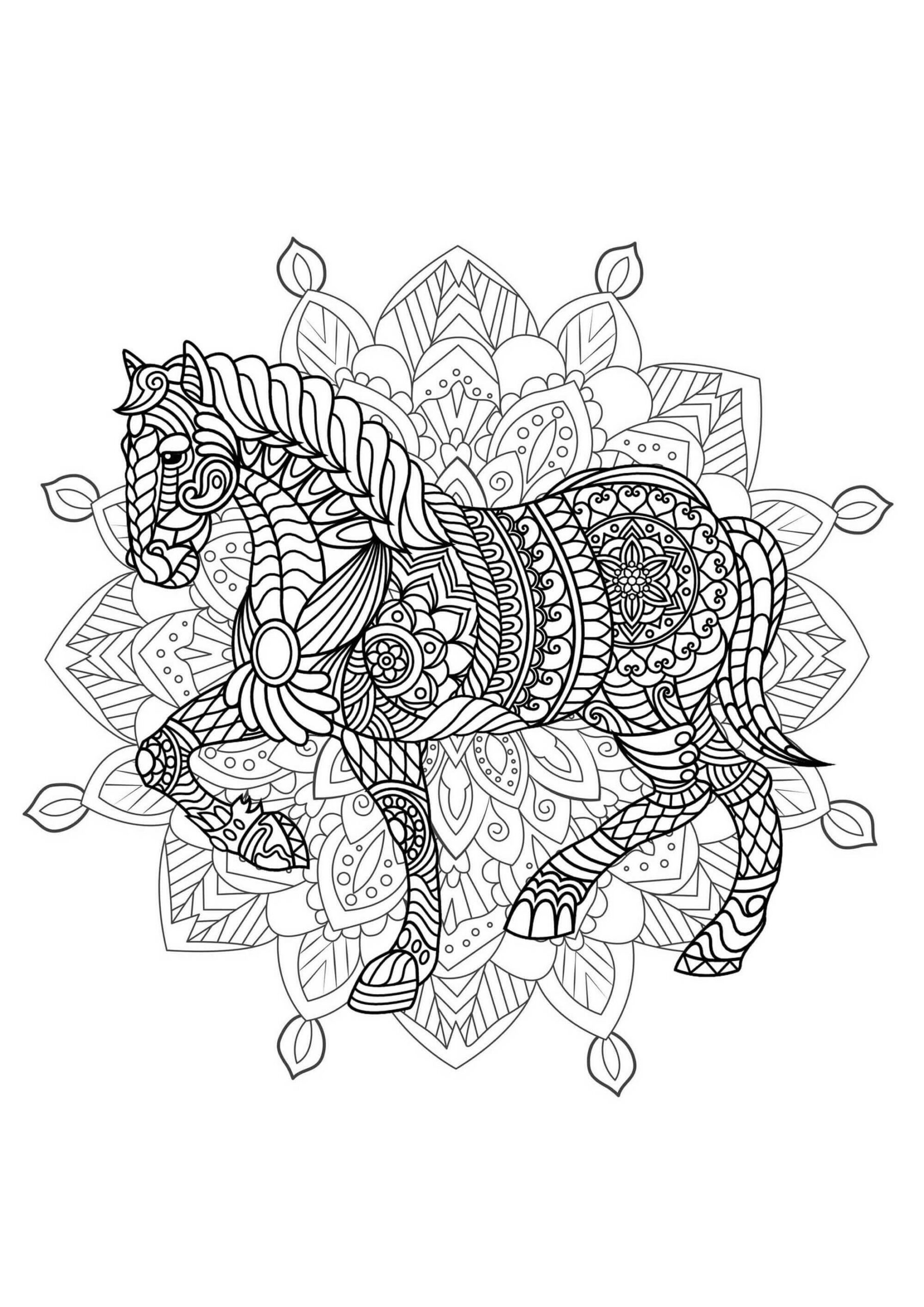 Mandala Horse Coloring Page – Sheet 4 Mandalas