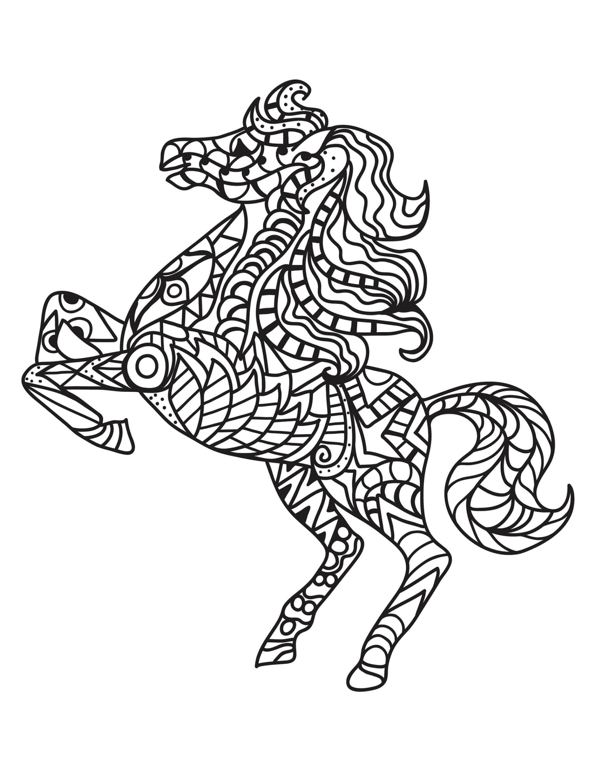 Mandala Horse Coloring Page – Sheet 6 Mandala