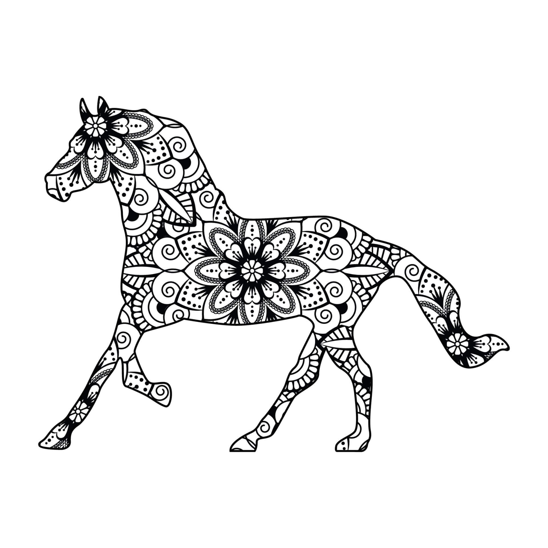Mandala Horse Running Coloring Page Mandala