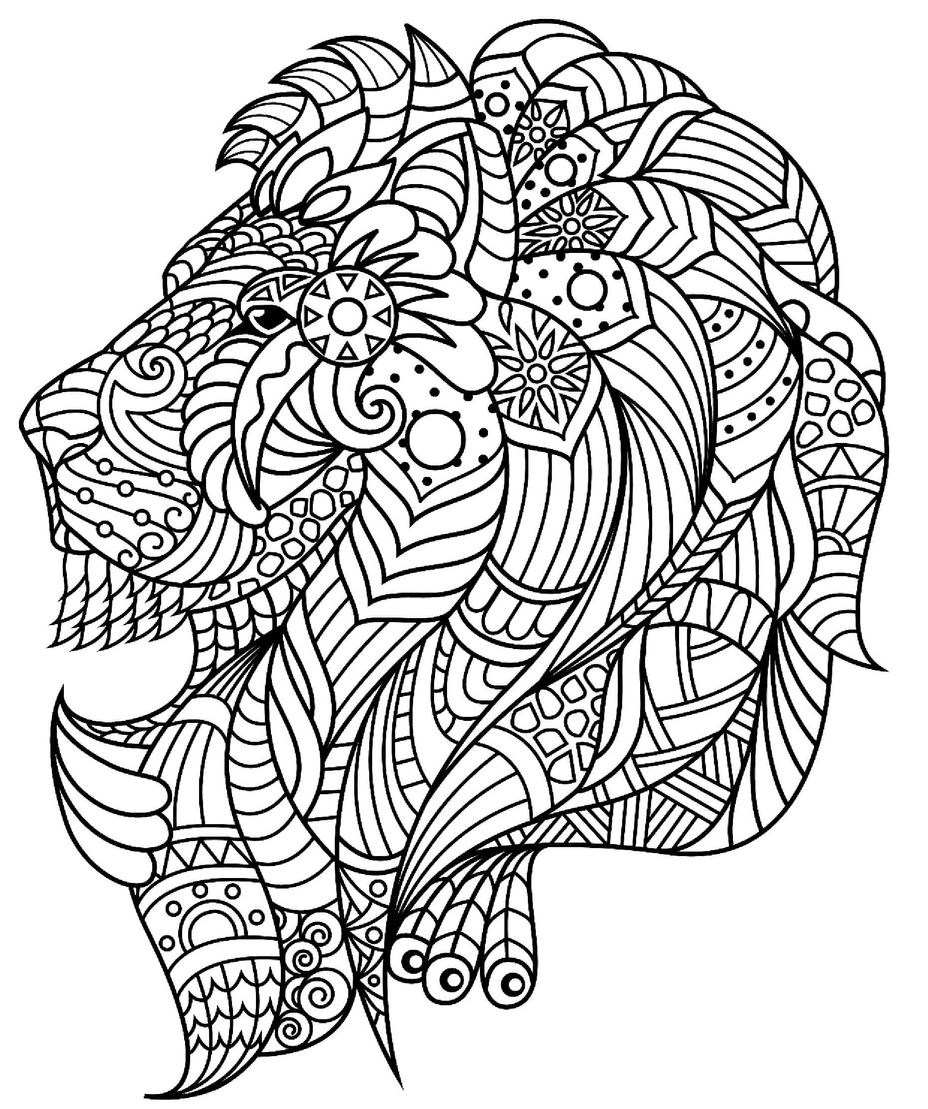 Mandala Lion Coloring Page - Sheet 4 Mandalas