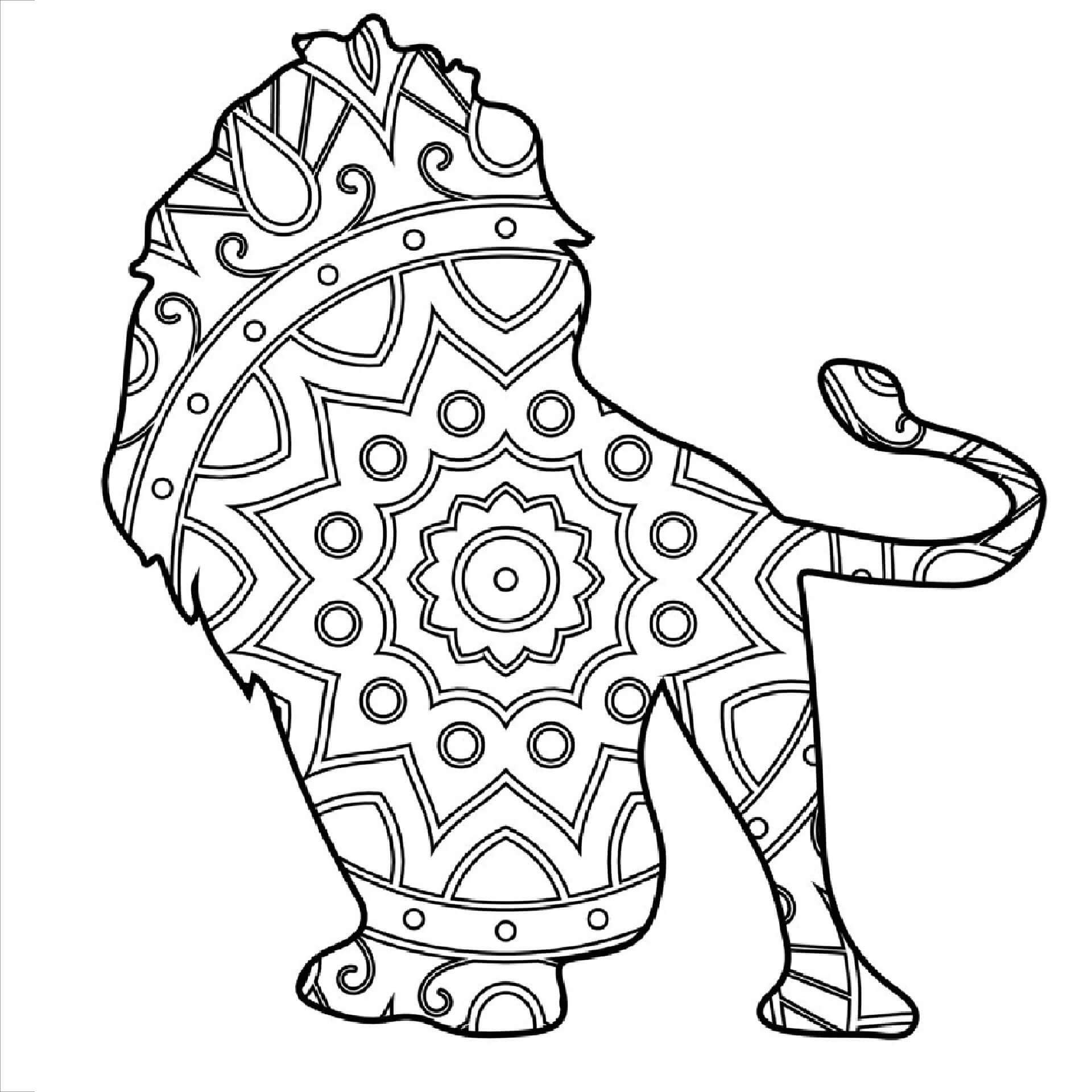 Mandala Lion Coloring Page – Sheet 5 Mandala