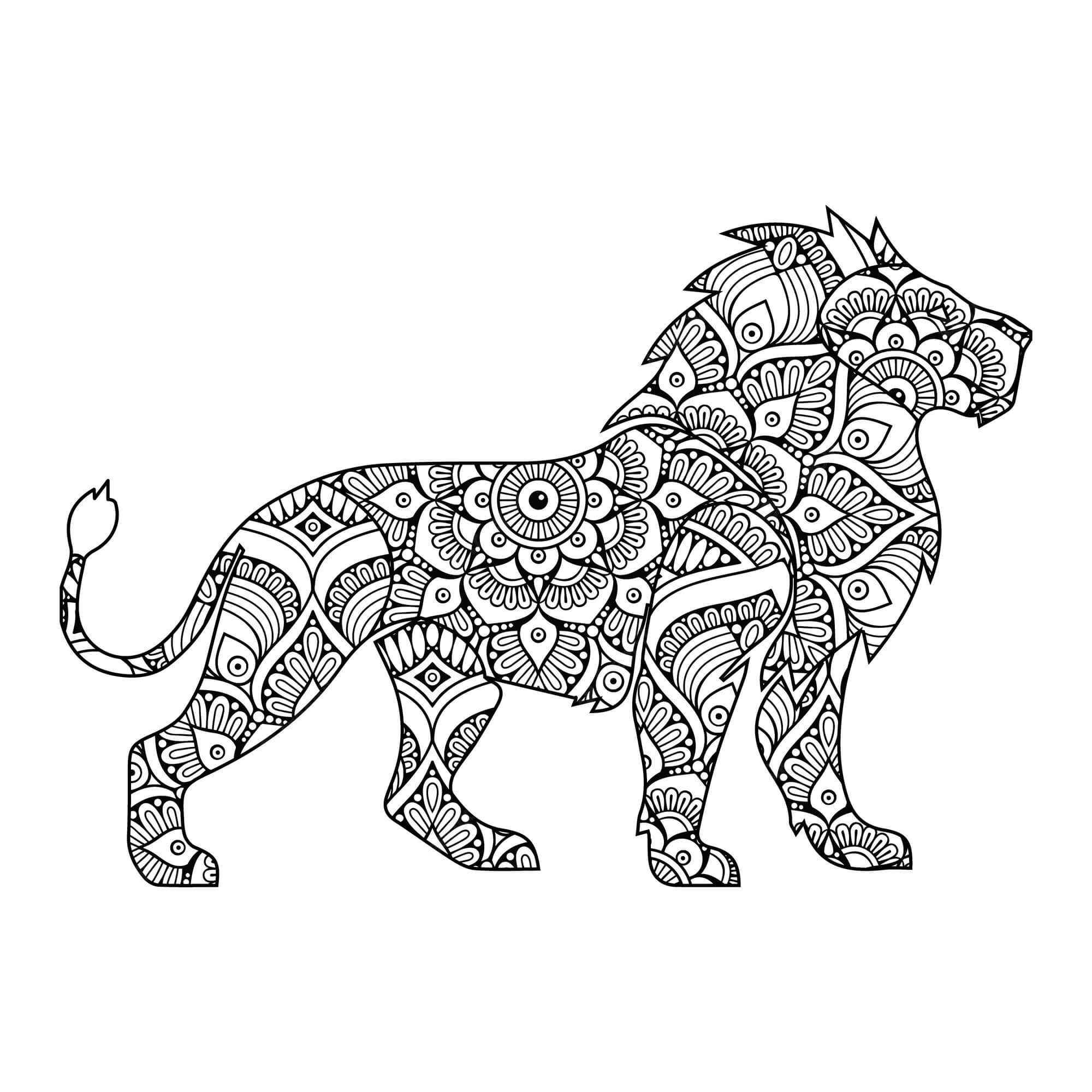 Mandala Lion Coloring Page - Sheet 6 Mandalas