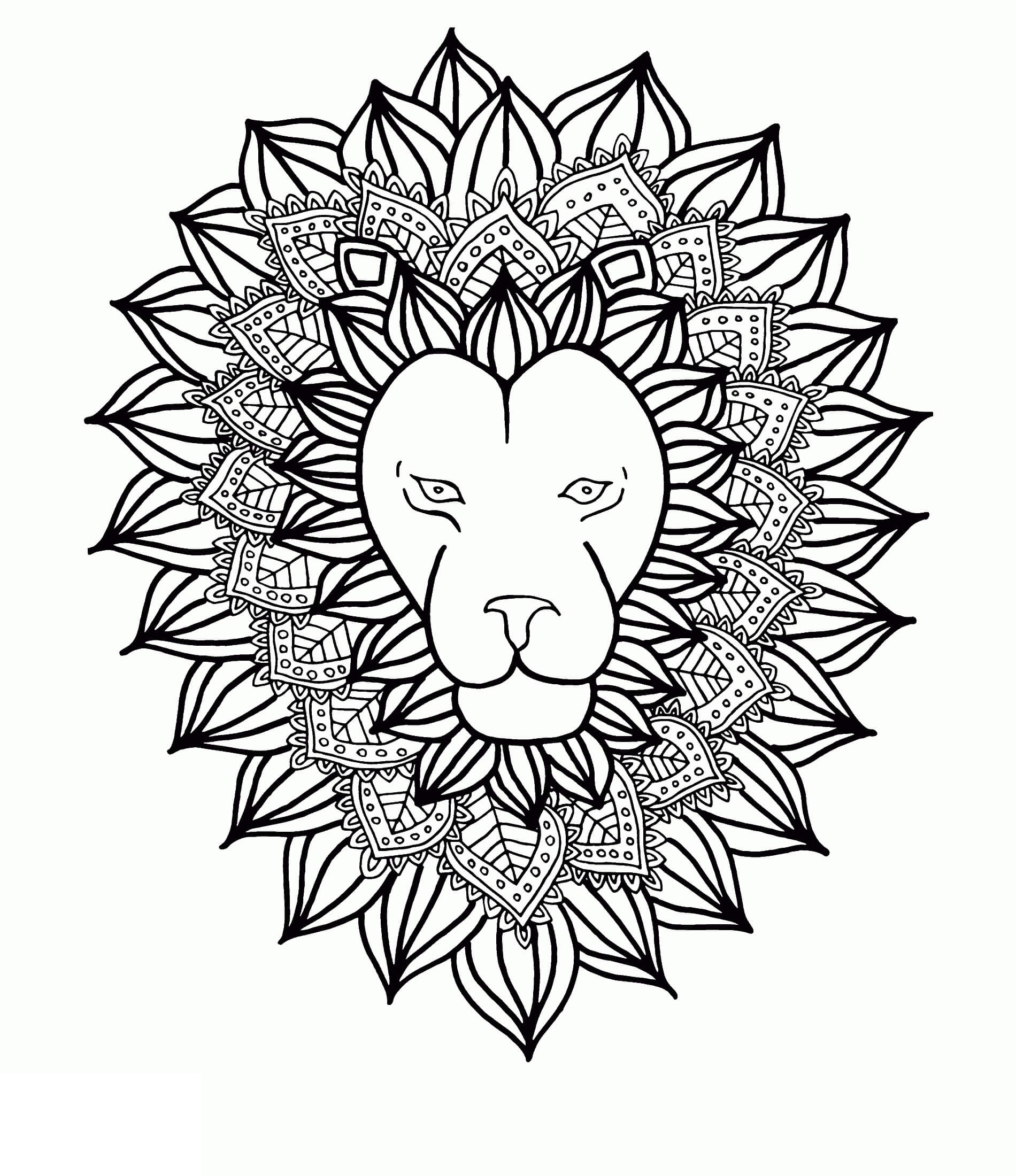 Mandala Lion Coloring Page - Sheet 7 Mandalas