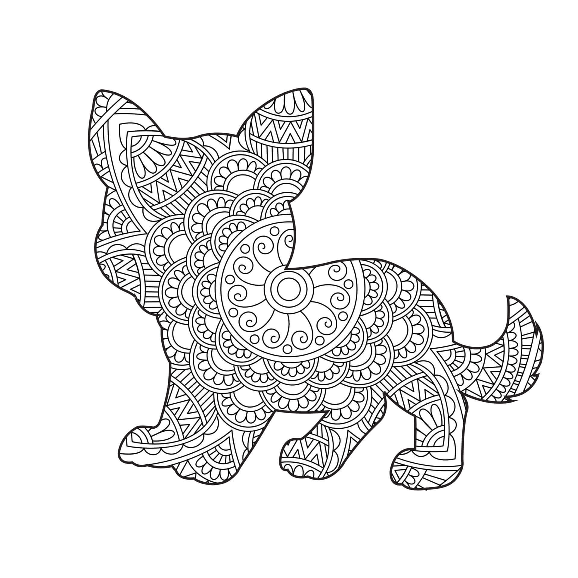 Mandala Little Dog Coloring Page Mandala