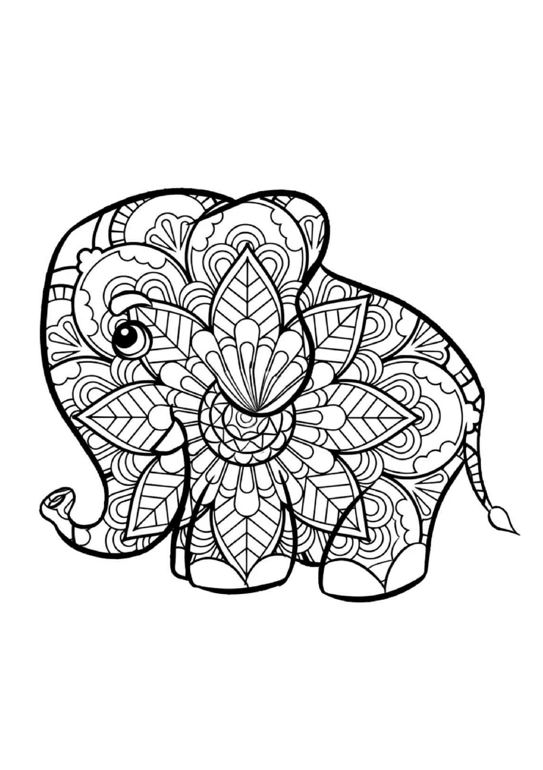 Mandala Little Elephant Coloring Page Mandalas
