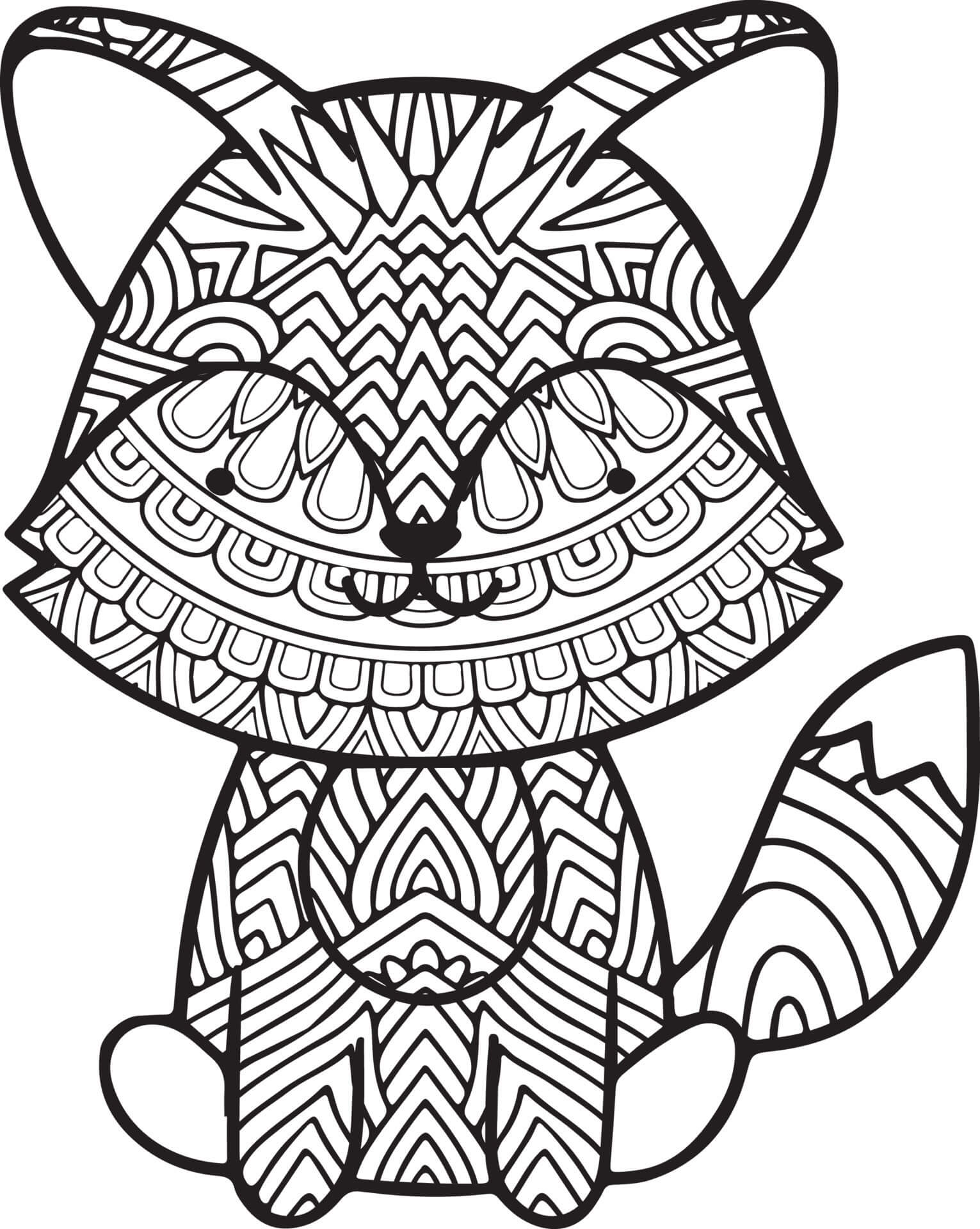 Mandala Little Fox Sitting Coloring Page Mandalas
