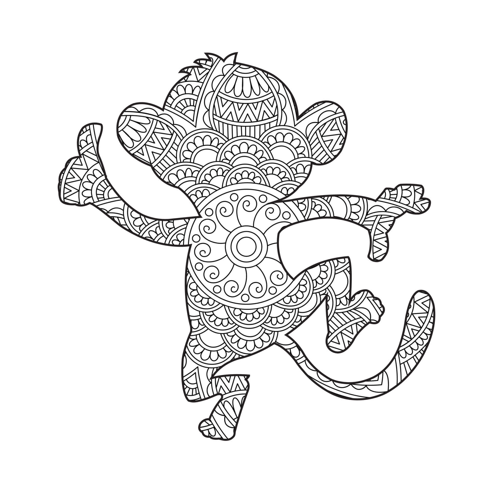 Mandala Monkey Attack Coloring Page Mandalas