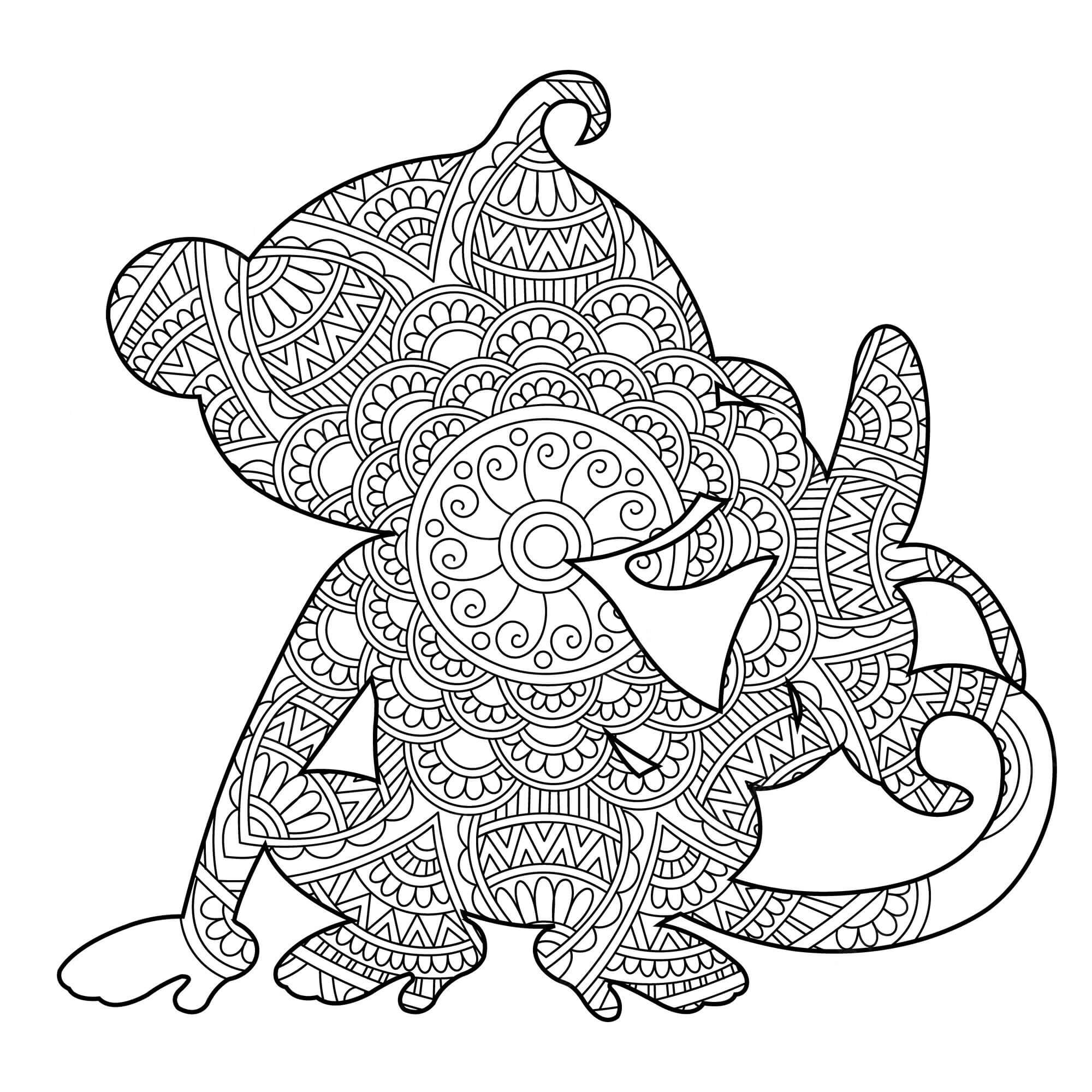 Mandala Monkey Coloring Page – Sheet 4 Mandala
