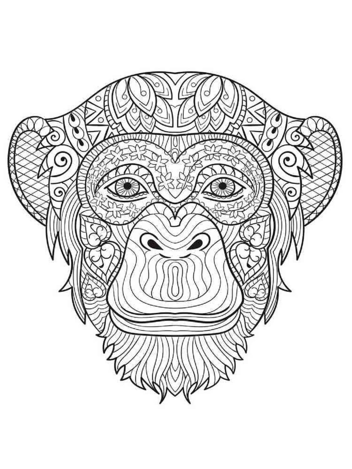 Mandala Monkey Head Coloring Page Mandala